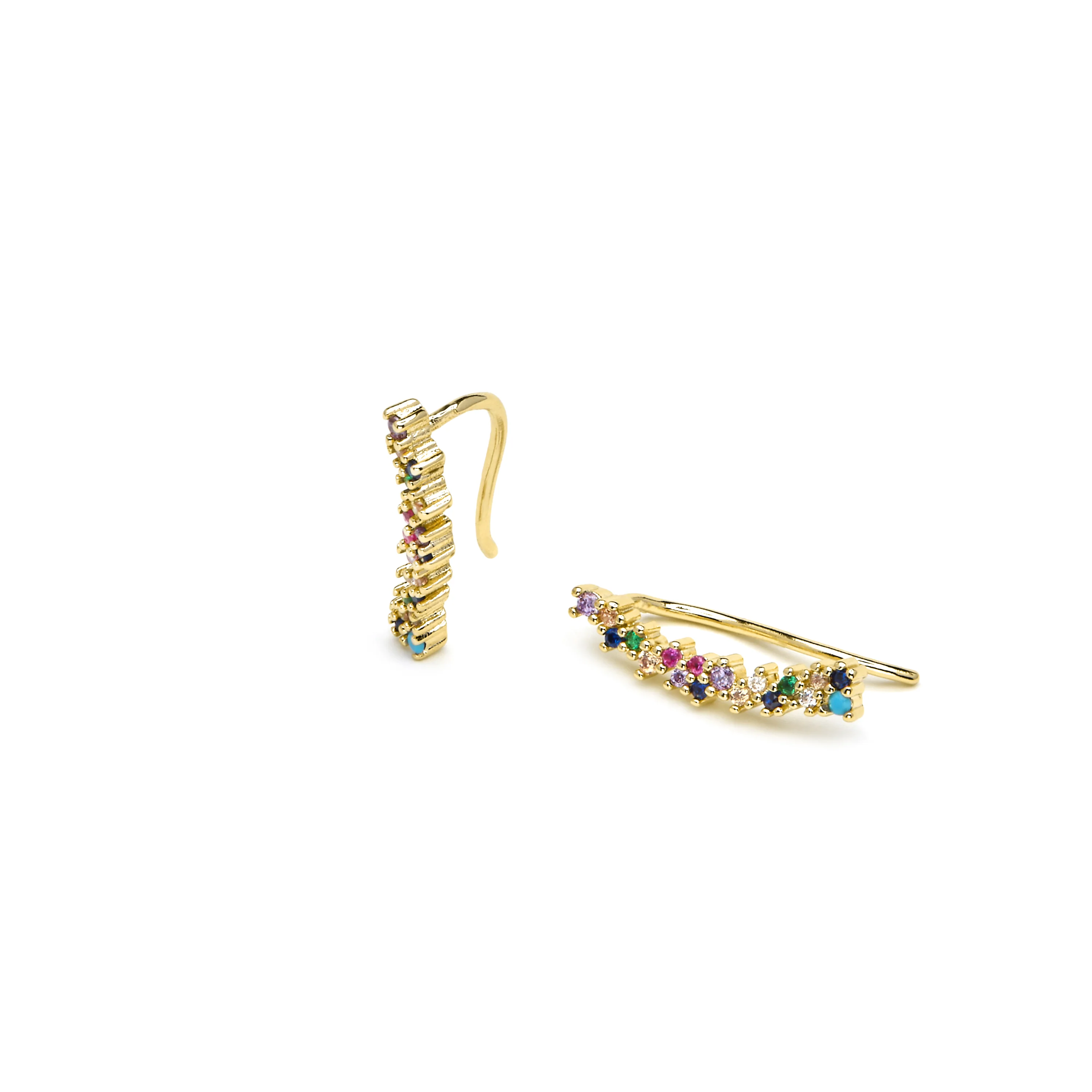 Pendientes acabado oro amarillo de 18k y Circonita Multicolor - Yionli - Image 4