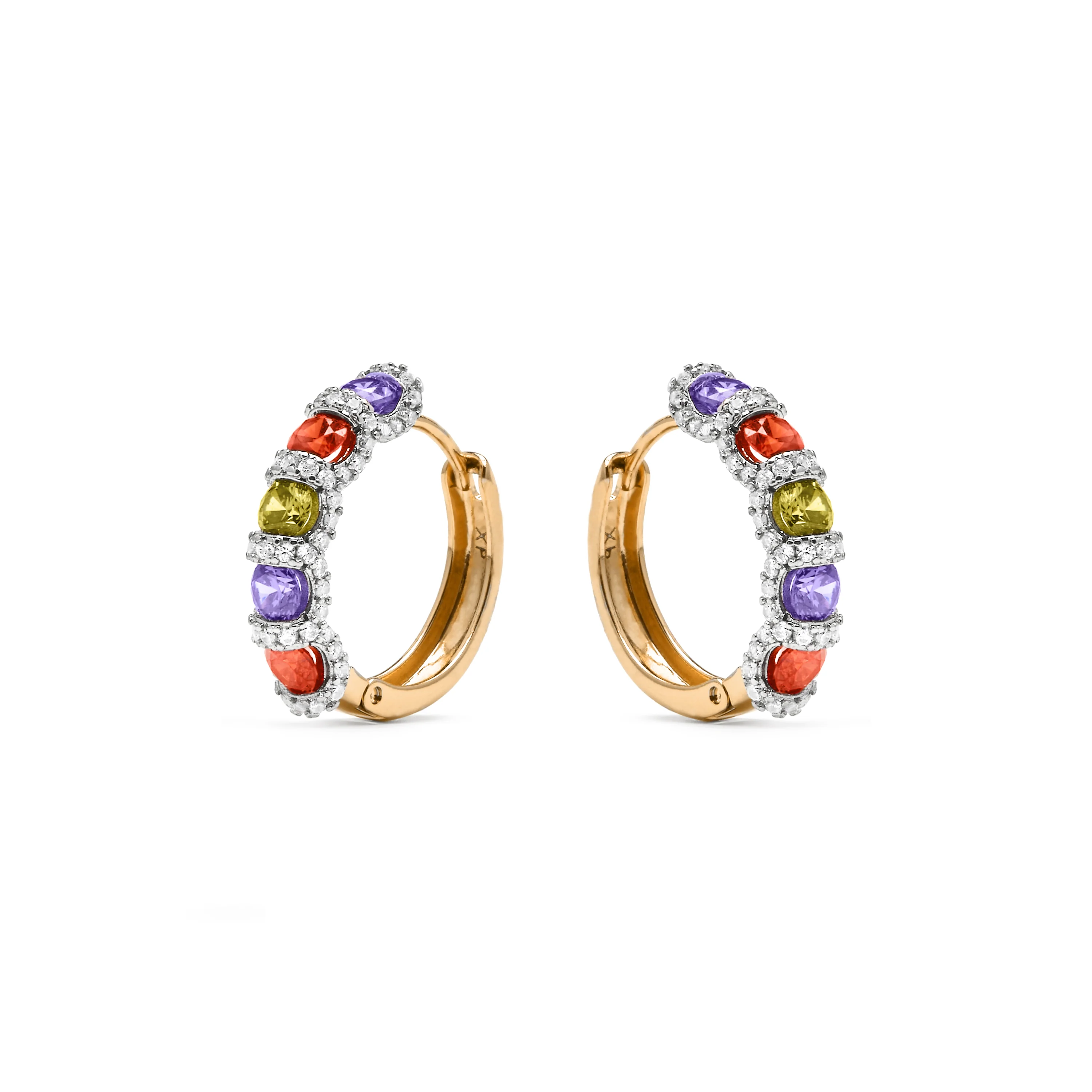 Pendientes con Circonita multicolor acabado oro amarillo 18k - Yrat - Image 3