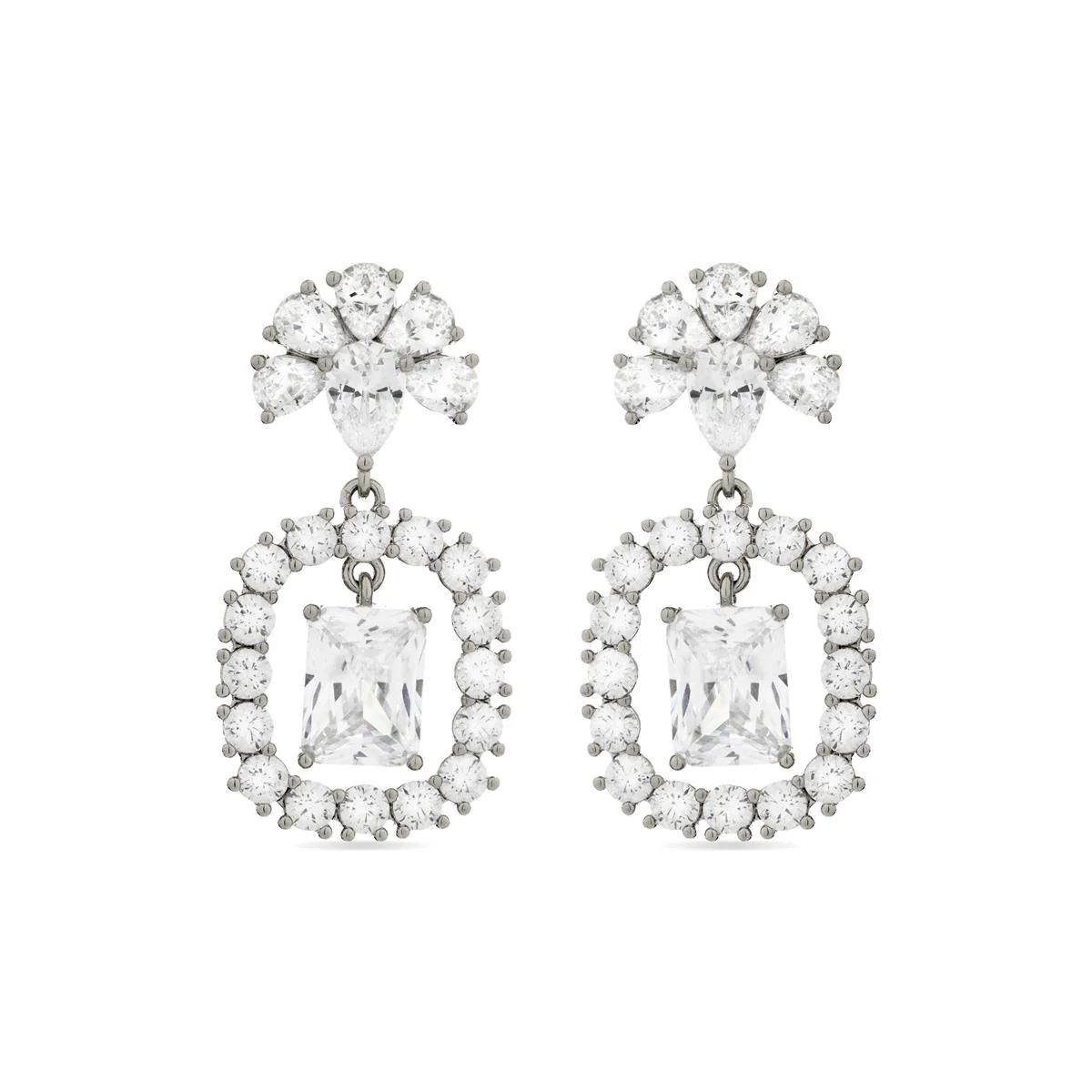 Pendientes Yreon acabados en rodio - Yreon BLANCO