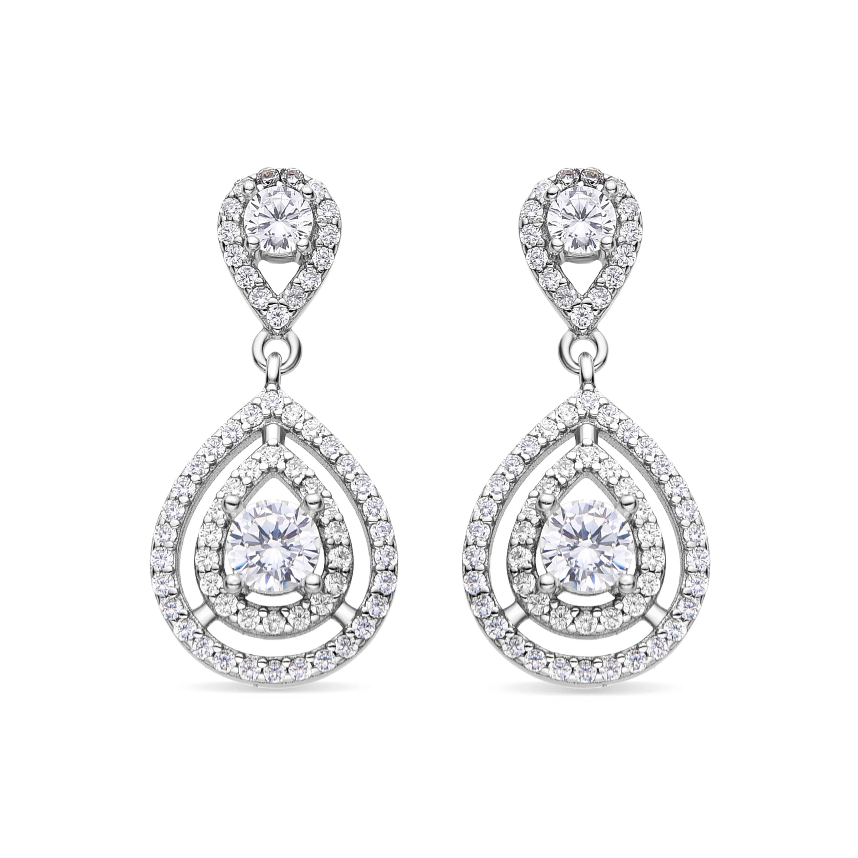 Pendientes de Plata de Ley 925 y Circonita Brillante acabados en rodio - Yssyl