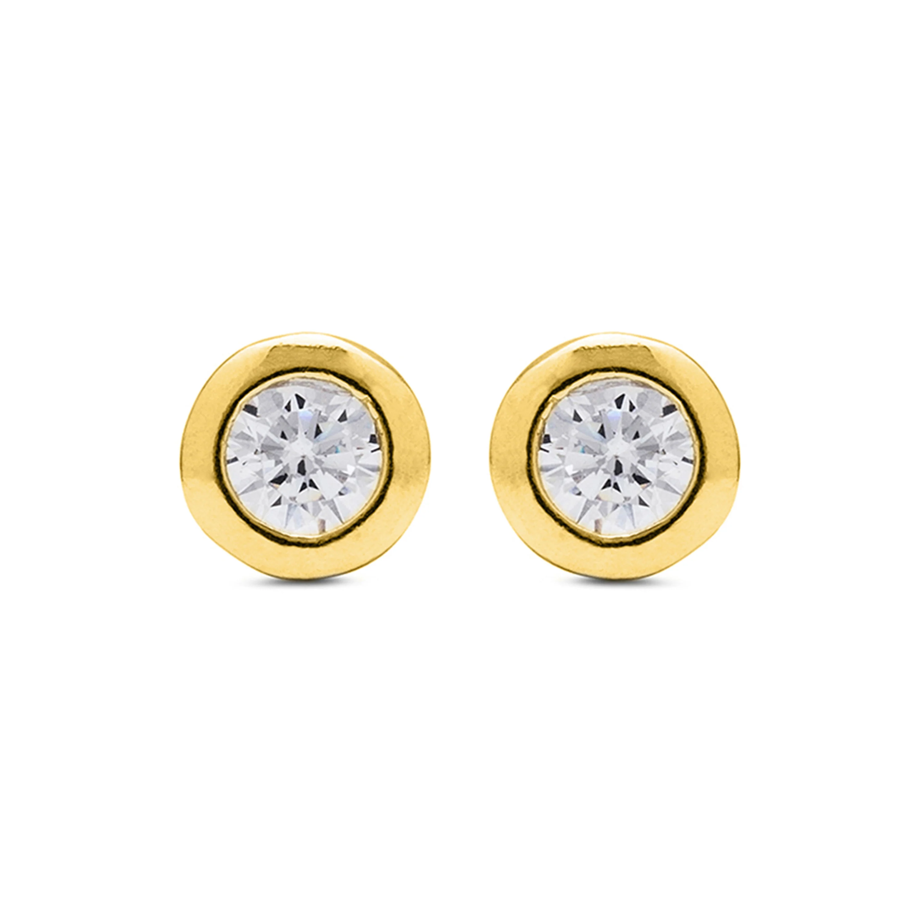 Pendientes De Plata De Ley 925 con Circonita Brillante acabado oro 18k - Zaja
