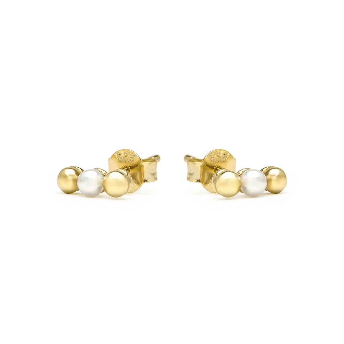 Pendientes de Plata de Ley 925 y Perla Blanca acabado en oro amarillo 18k - Zalex - Image 3