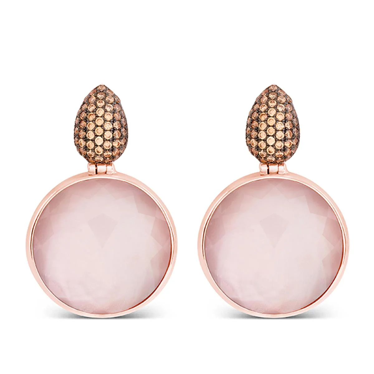Pendientes Zenshi plata y dobl. Mop Rosa y Cristal - Zenshi MULTICOLOR