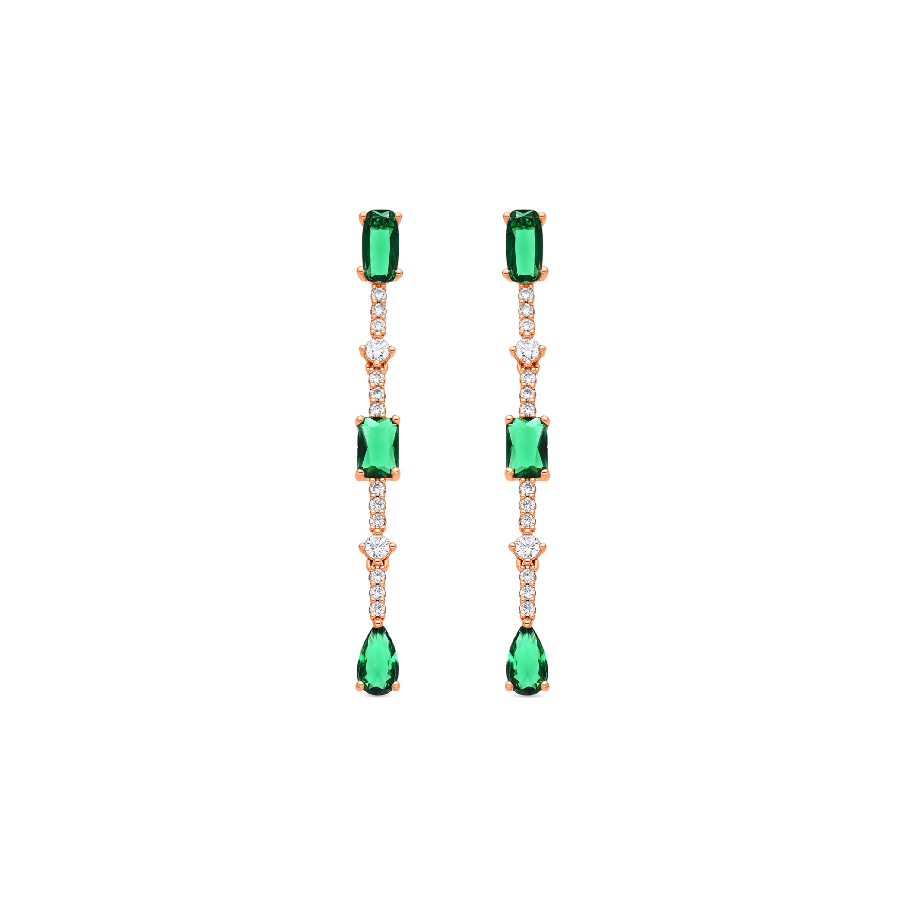 Pendientes de Circonita Esmeralda acabado en oro amarillo de 18k - Ziadru