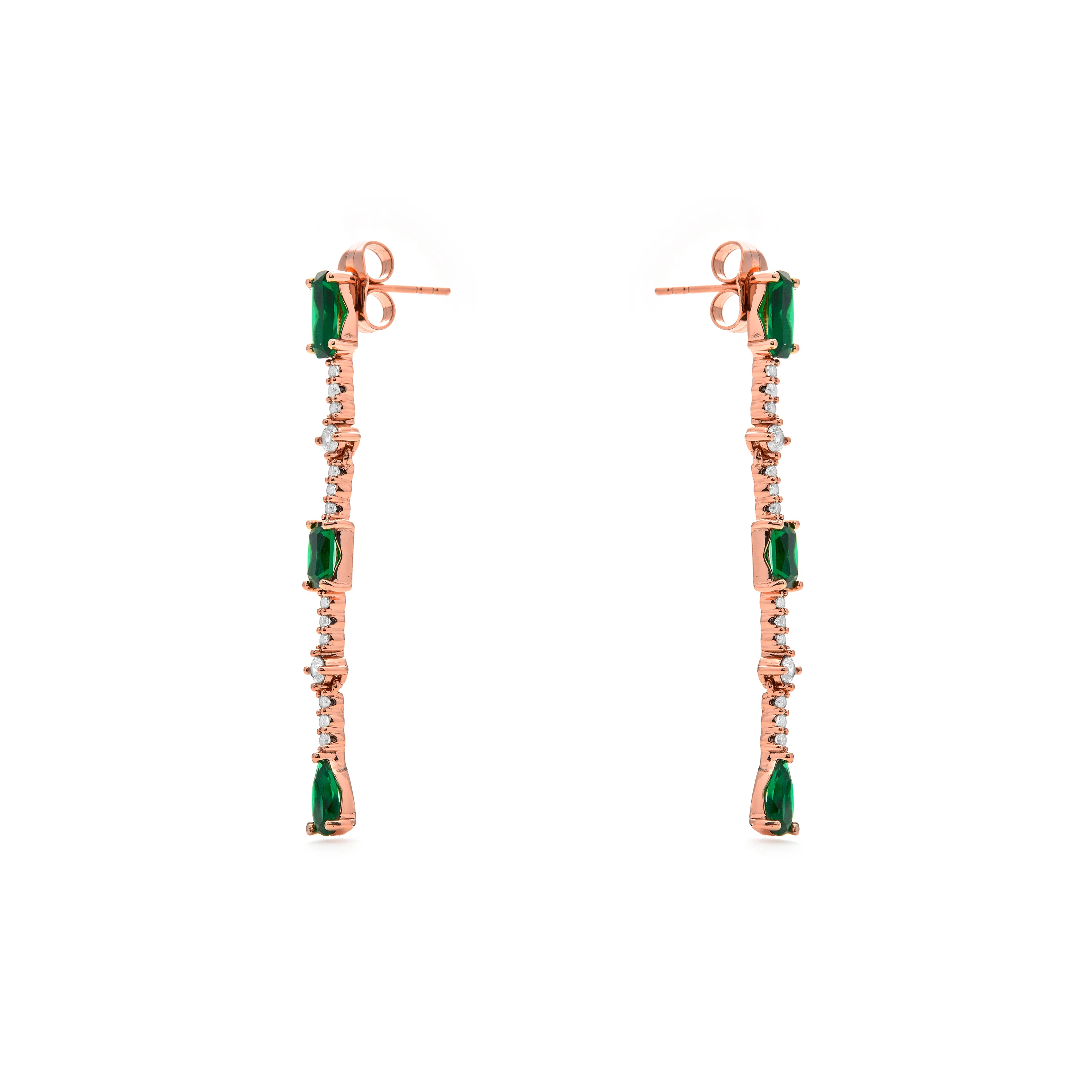 Pendientes de Circonita Esmeralda acabado en oro amarillo de 18k - Ziadru - Image 3