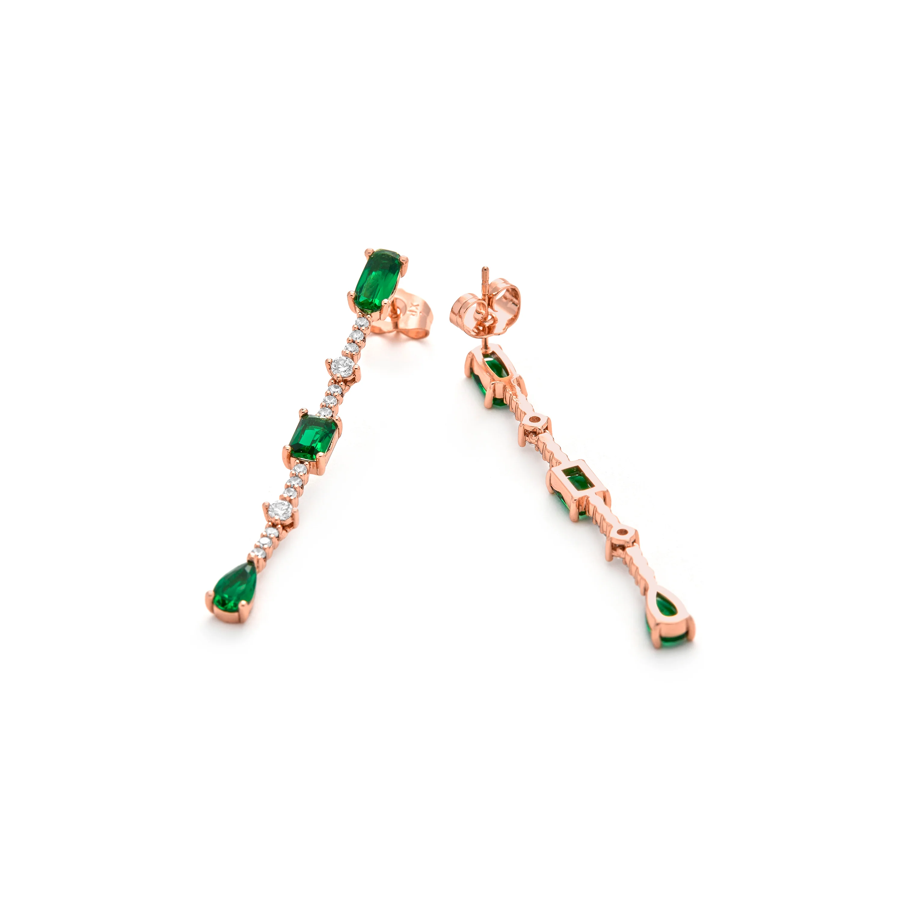 Pendientes de Circonita Esmeralda acabado en oro amarillo de 18k - Ziadru - Image 5