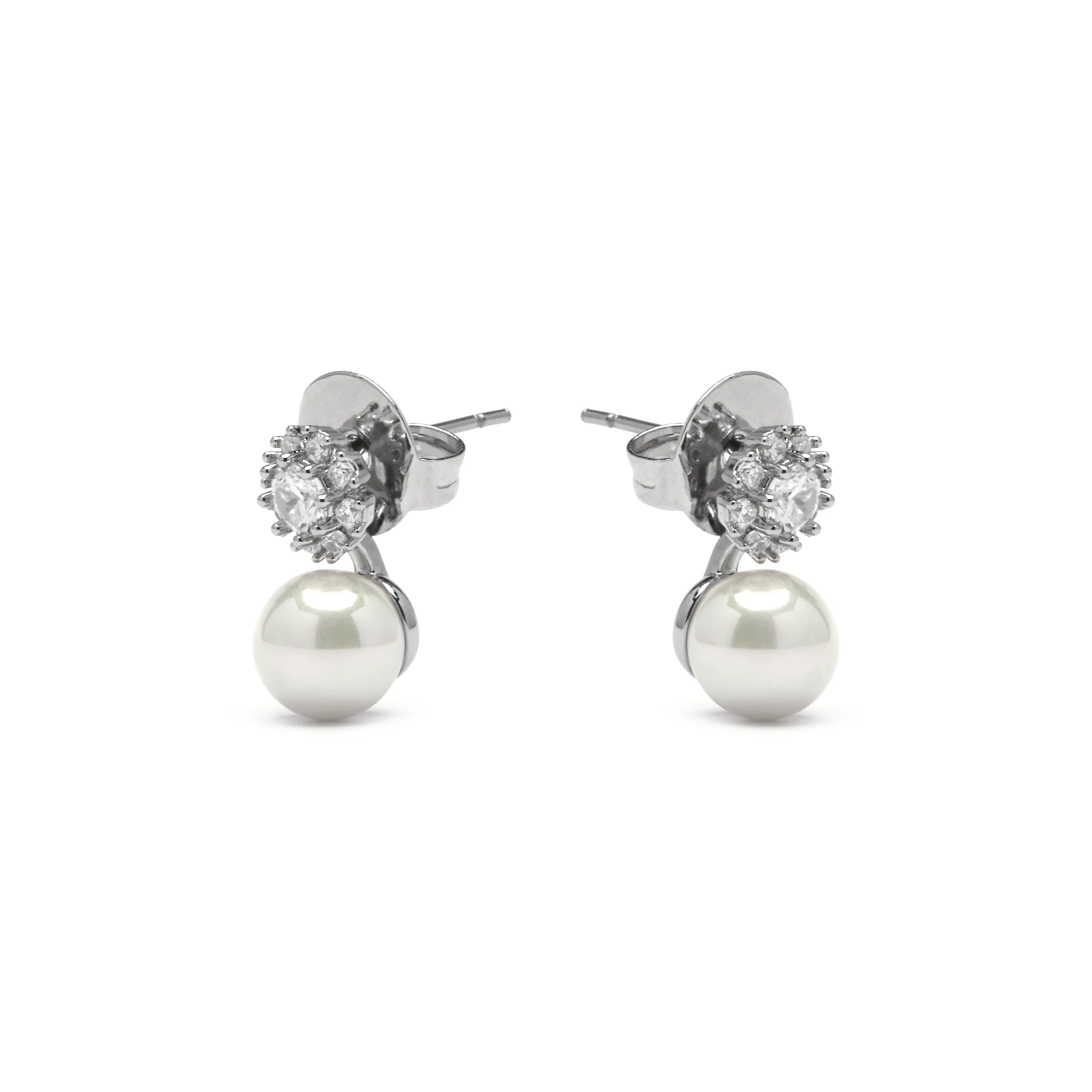 Pendientes acabado plata y Perla Blanca - Zioka - Image 3