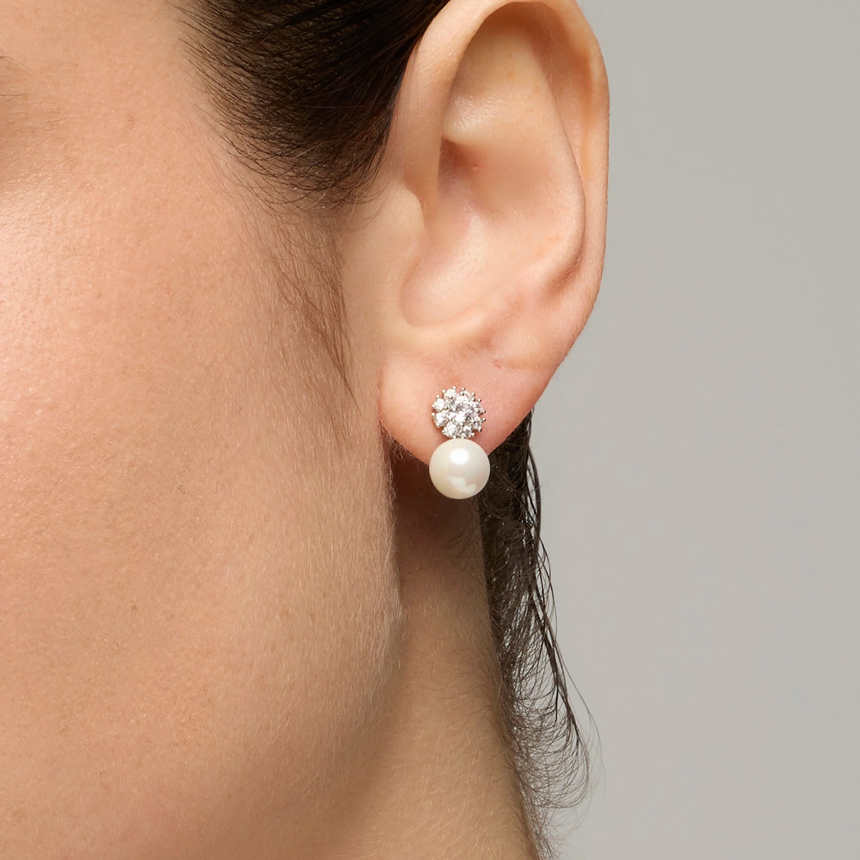 Pendientes acabado plata y Perla Blanca - Zioka - Image 4