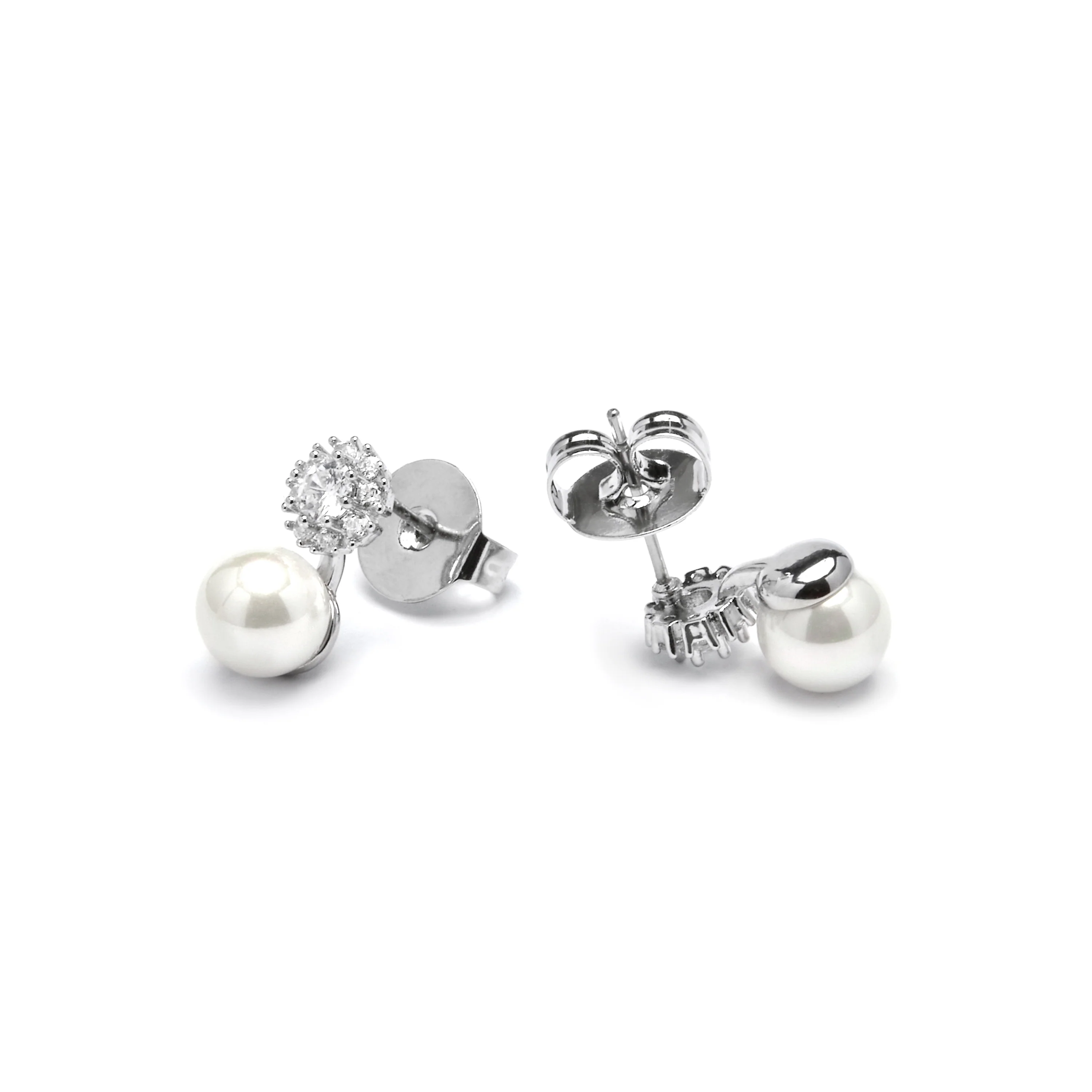 Pendientes acabado plata y Perla Blanca - Zioka - Image 5