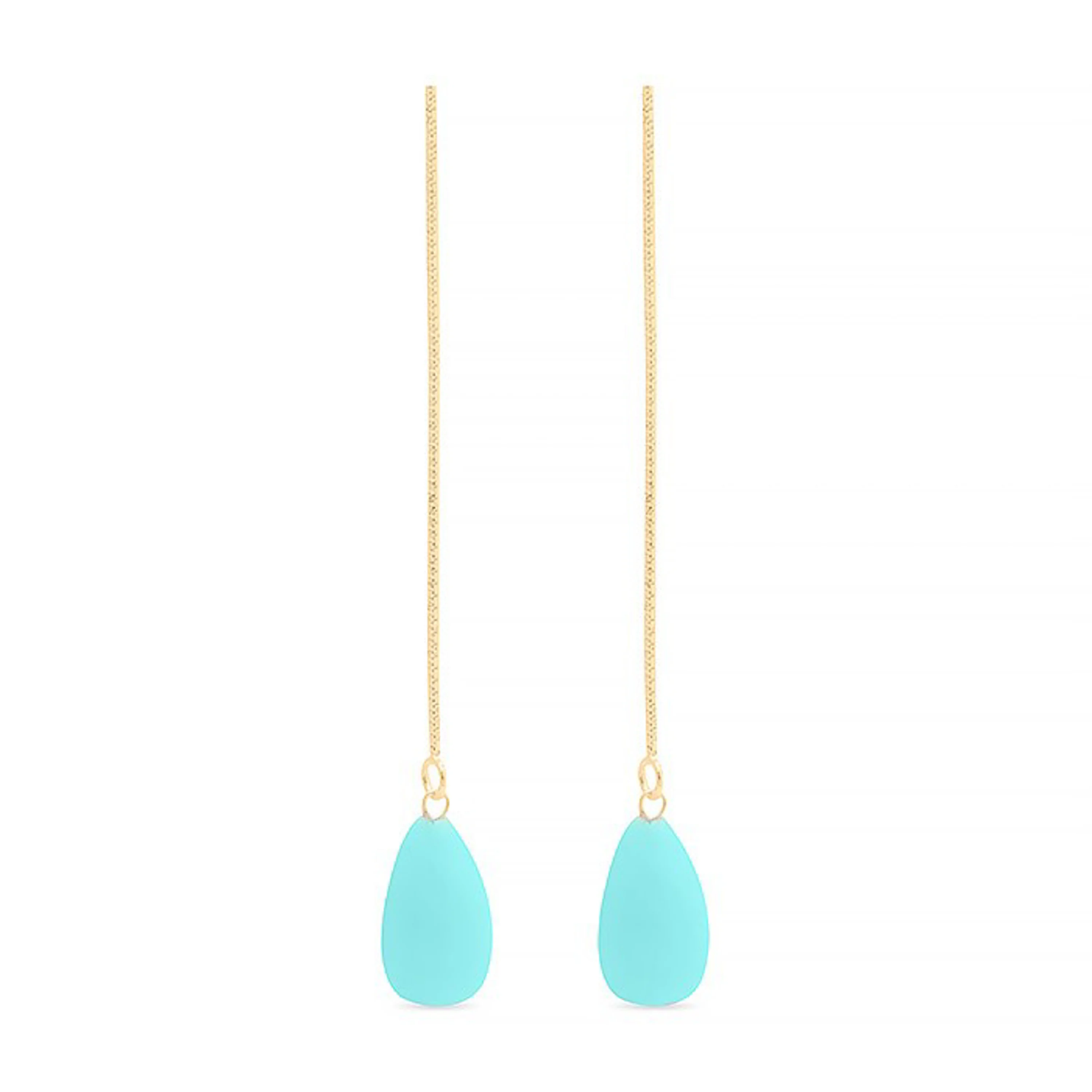 Pendientes de Plata de Ley 925 con Turquesa acabados en oro amarillo 18K - Zoqoyi