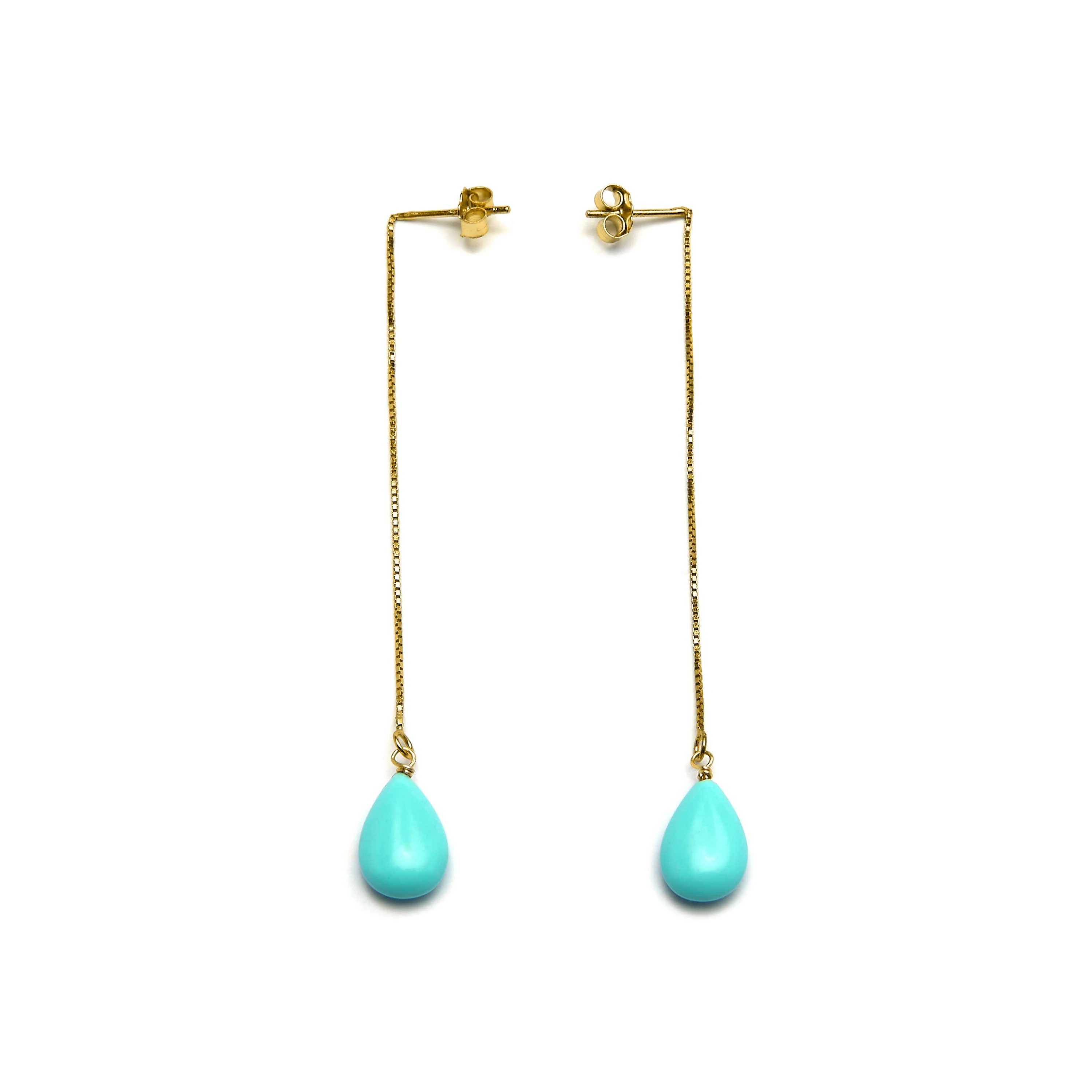Pendientes de Plata de Ley 925 con Turquesa acabados en oro amarillo 18K - Zoqoyi - Image 3