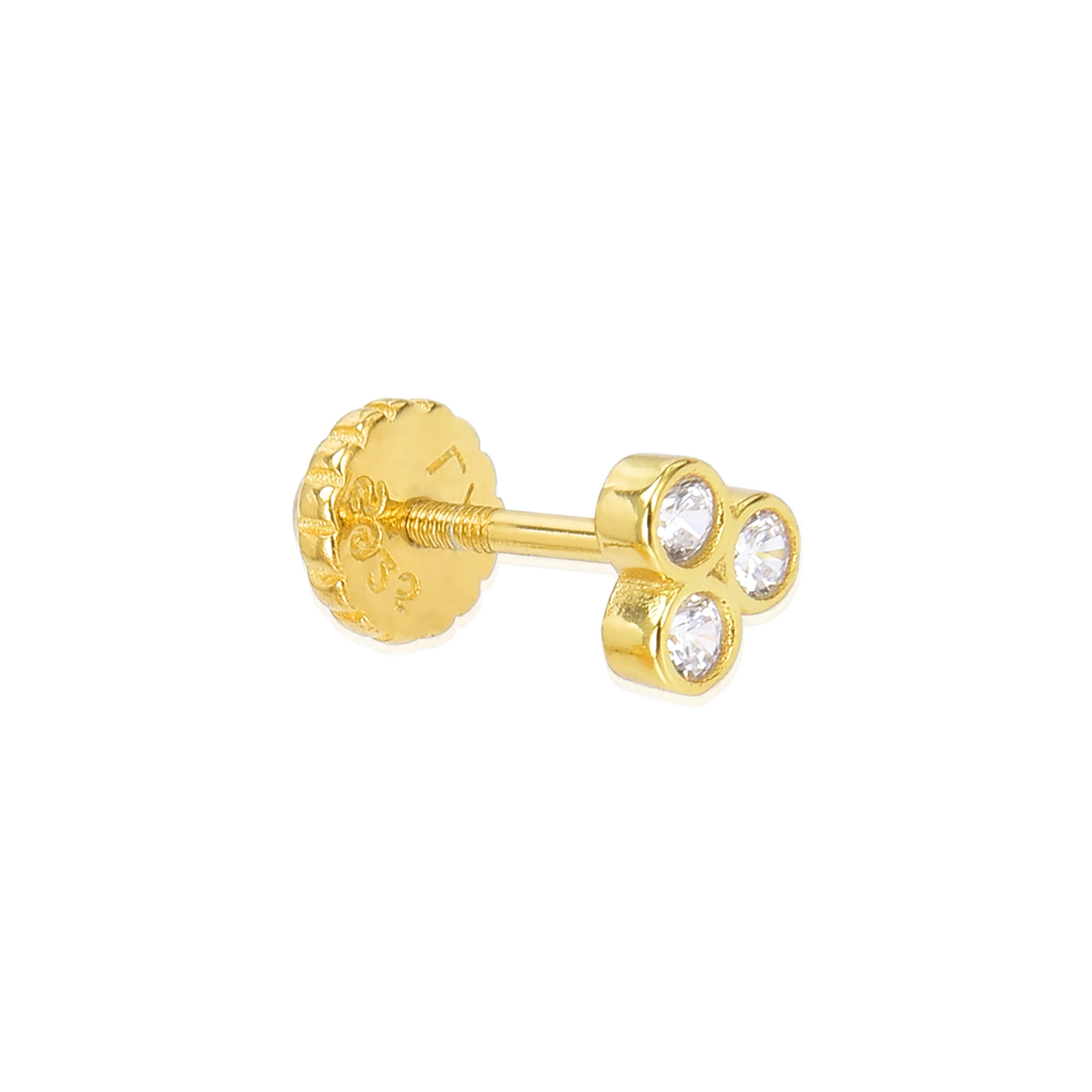 Piercing de Plata de Ley 925 con Circonita Brillante acabado en oro amarillo 18K - Abdel