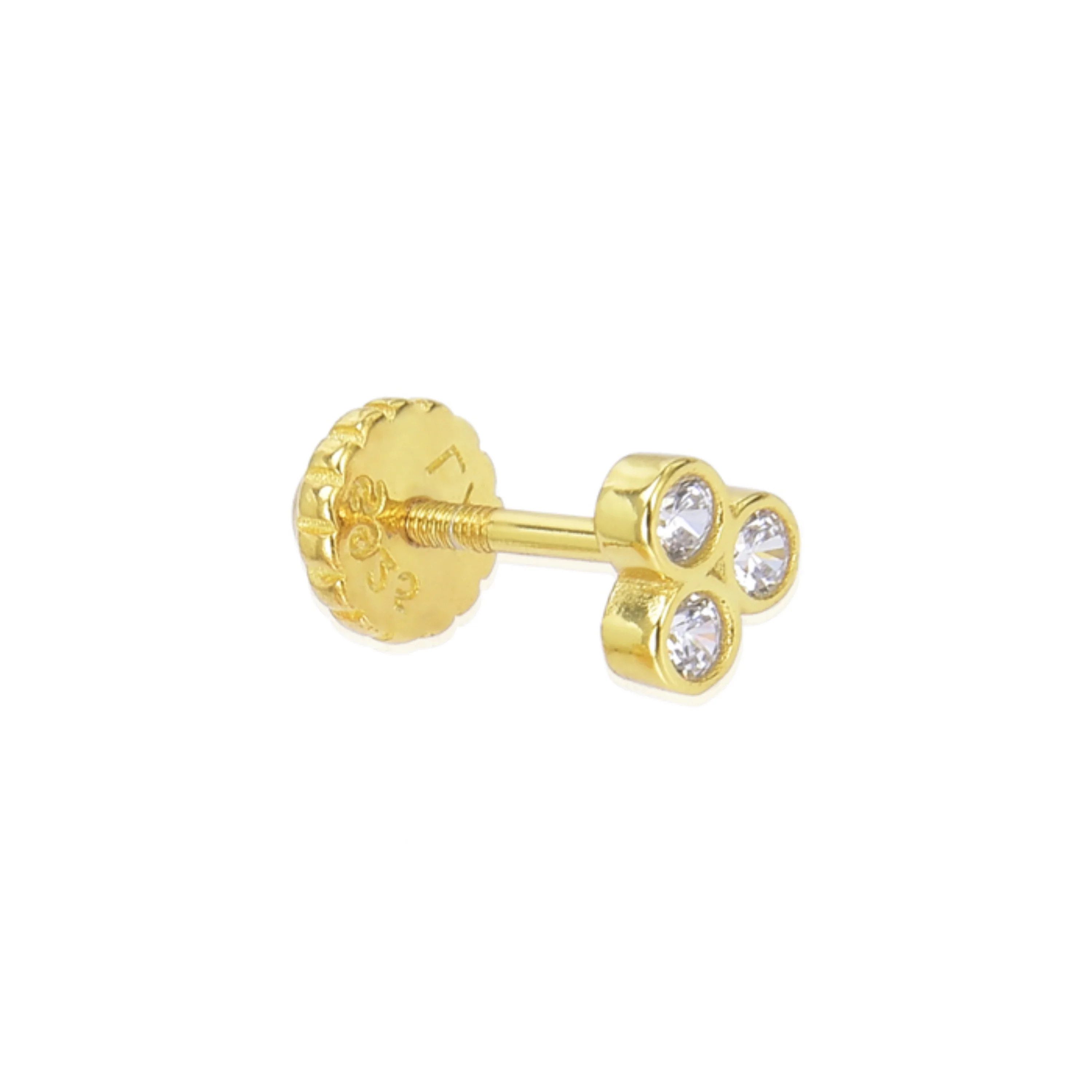 Piercing de Plata de Ley 925 con Circonita Brillante acabado en oro amarillo 18K - Abdel - Image 3