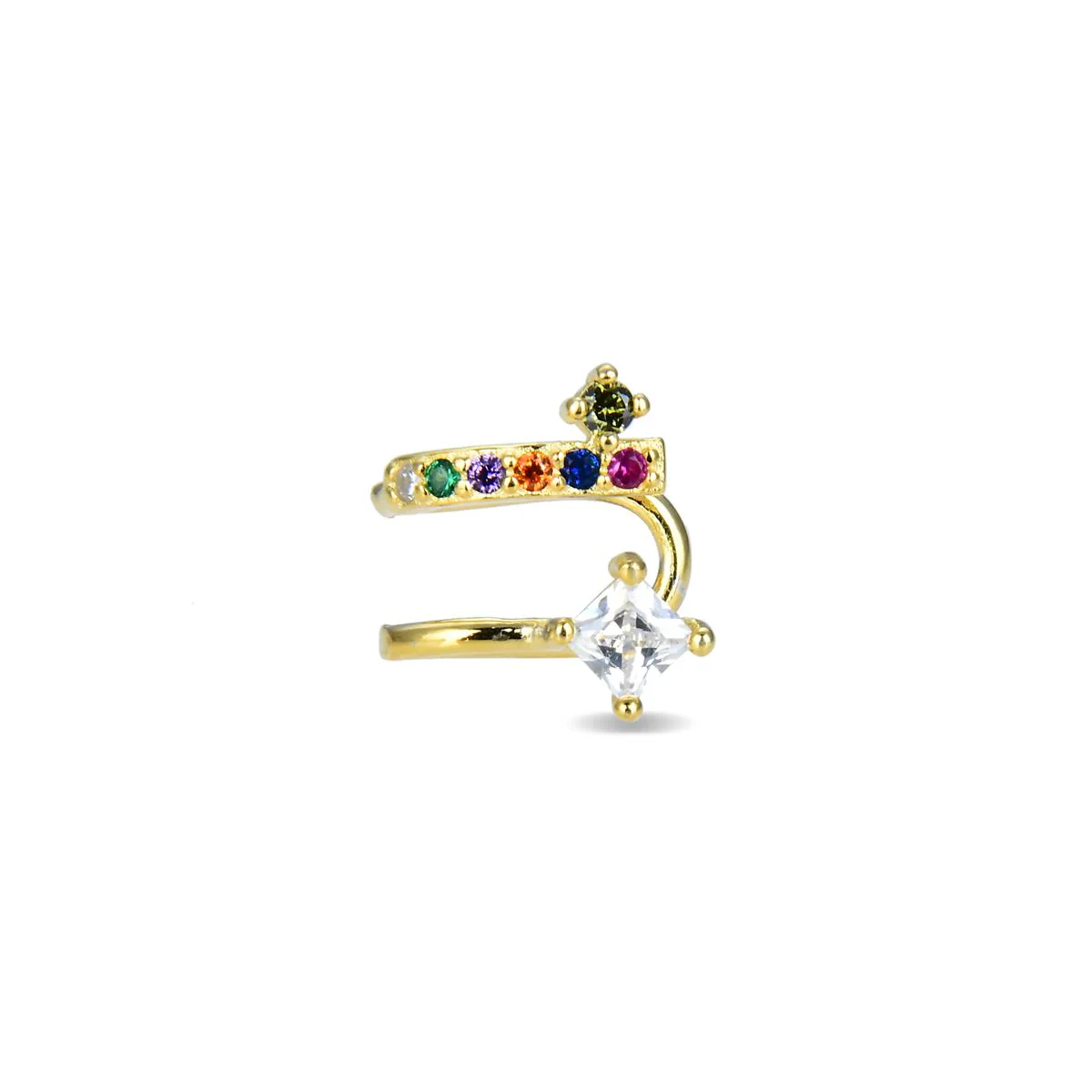 Earcuff Akha Plata De Ley 925 - Akha MULTICOLOR