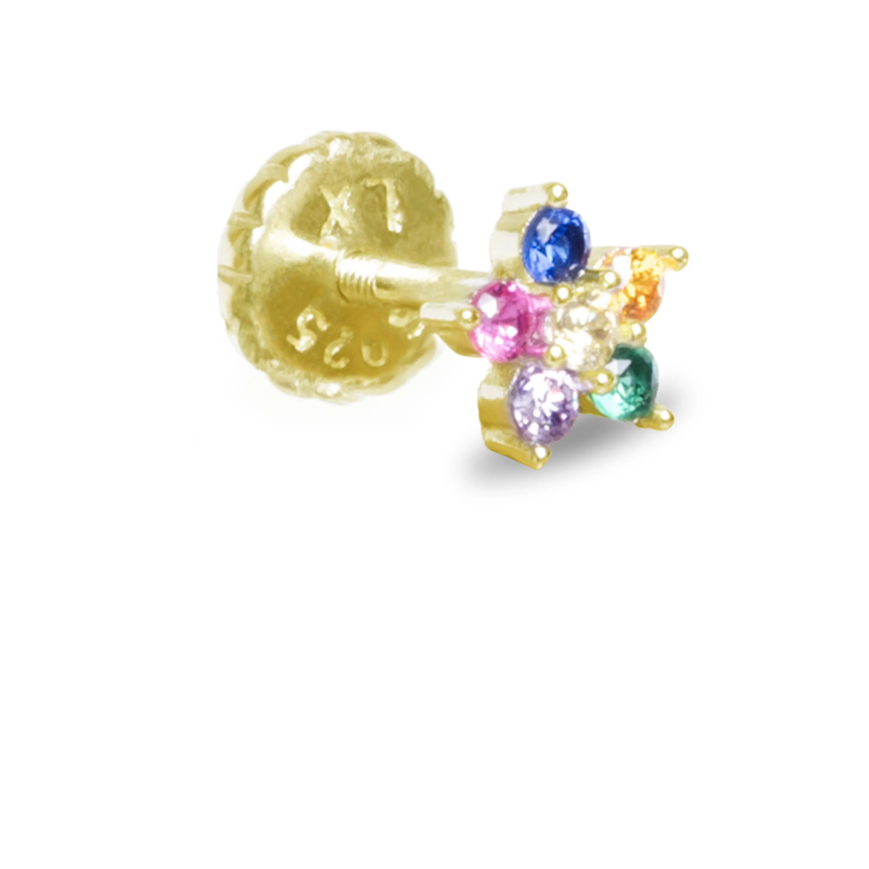 Piercing de Plata de Ley 925 con Circonita Multicolor acabado en oro amarillo 18K - Dekthy