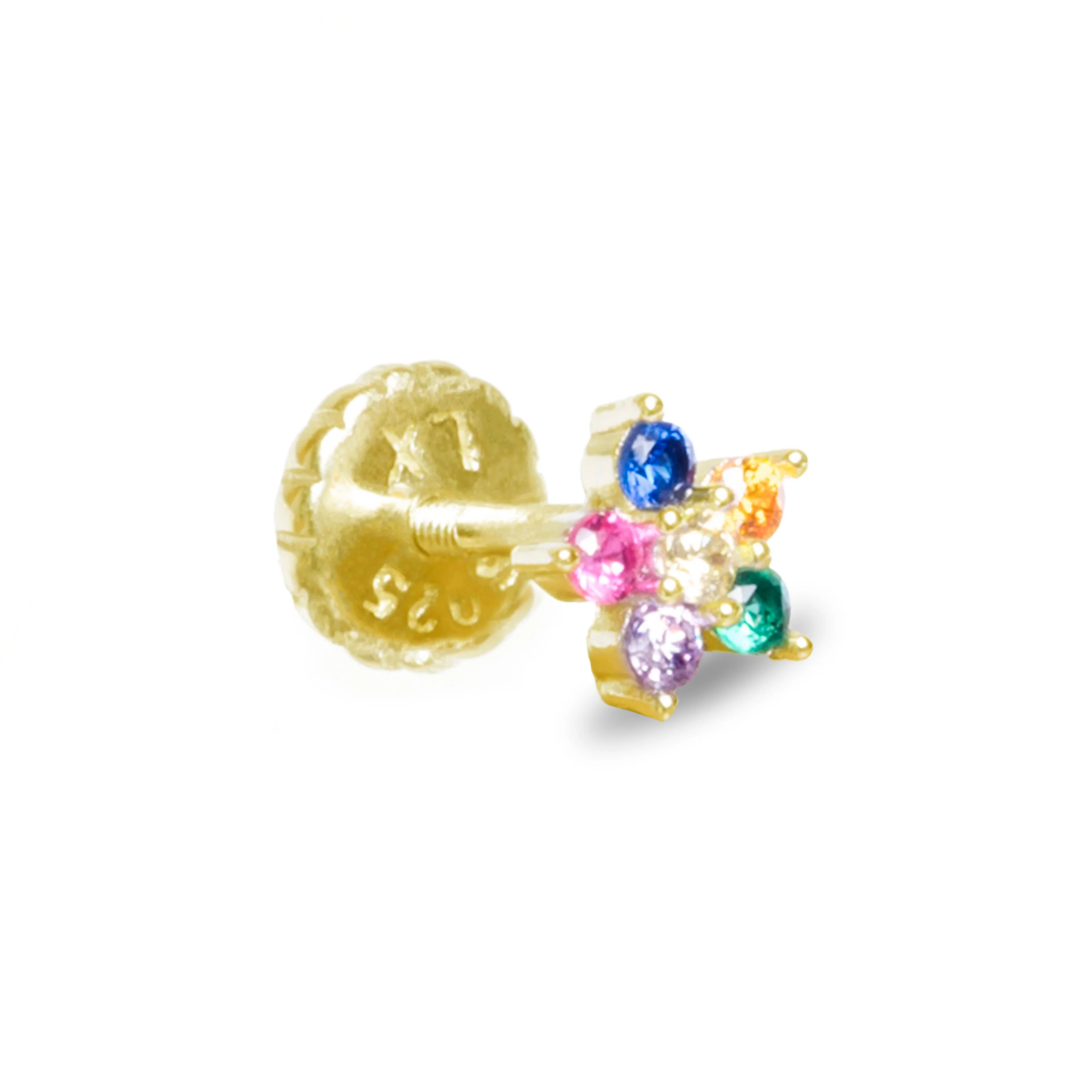 Piercing de Plata de Ley 925 con Circonita Multicolor acabado en oro amarillo 18K - Dekthy - Image 3