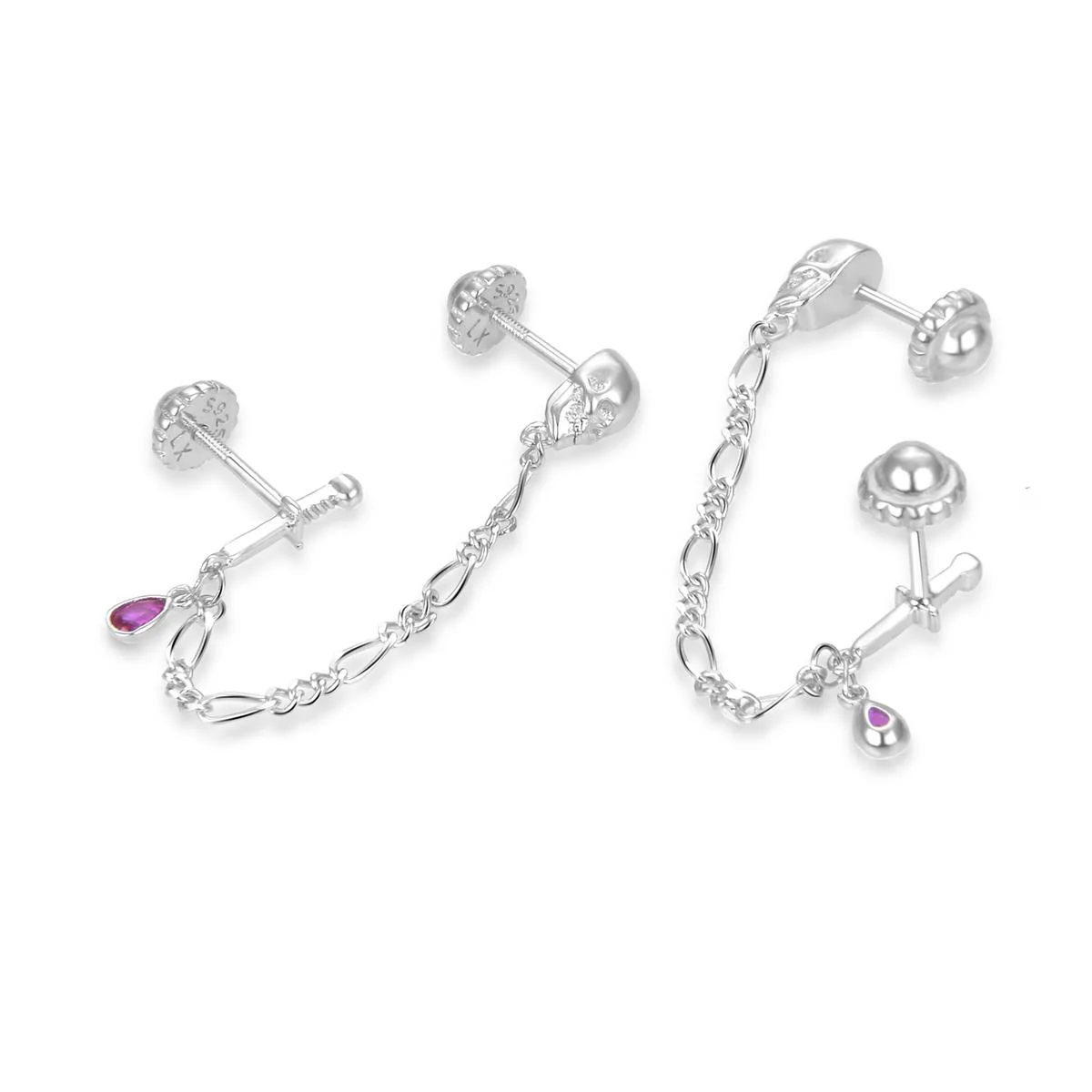 Piercing Druy Plata De Ley 925 - Druy ROJO - Image 3