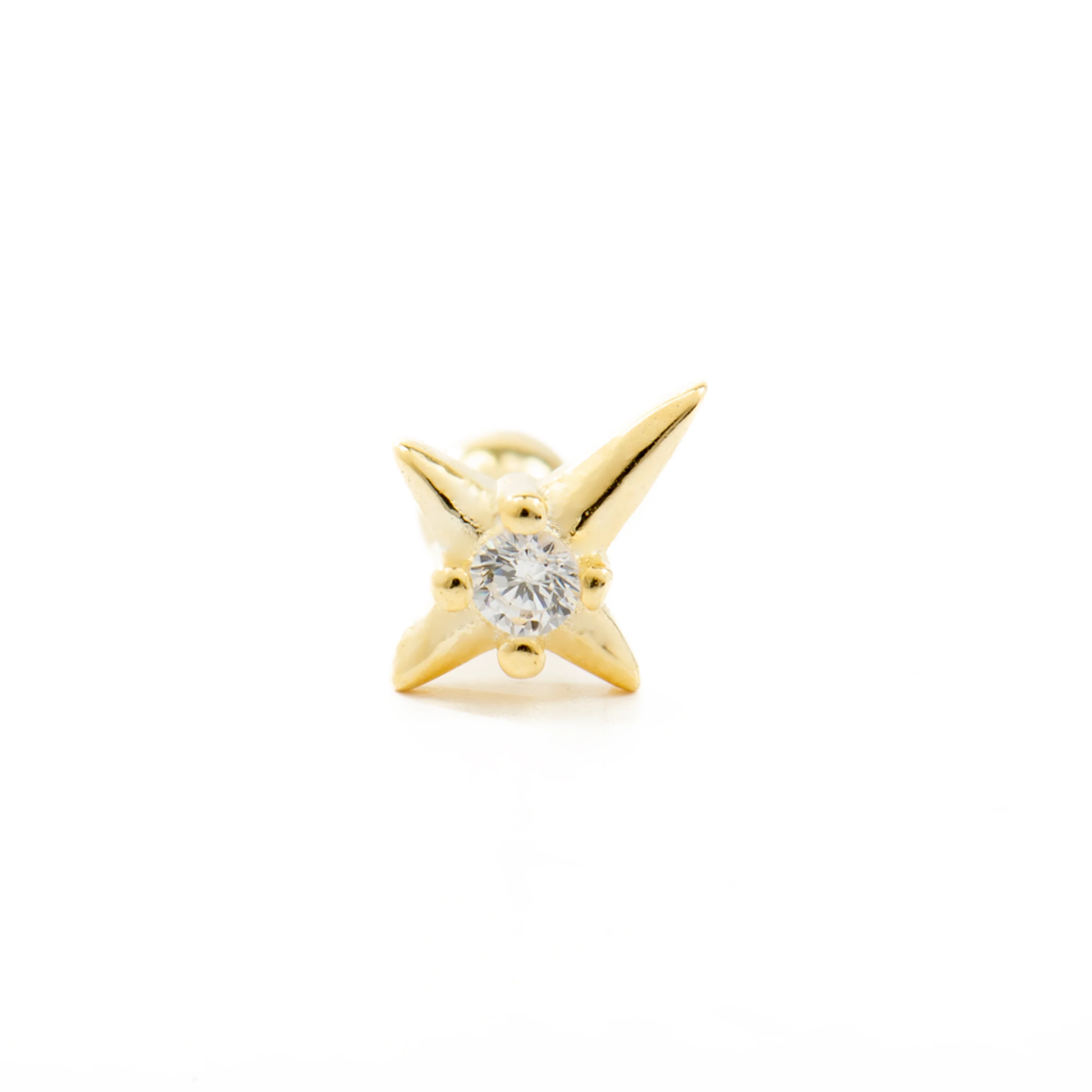 Piercing de Plata de Ley 925 con Circonita Brillante acabado en oro amarillo 18K - Dute - Image 3