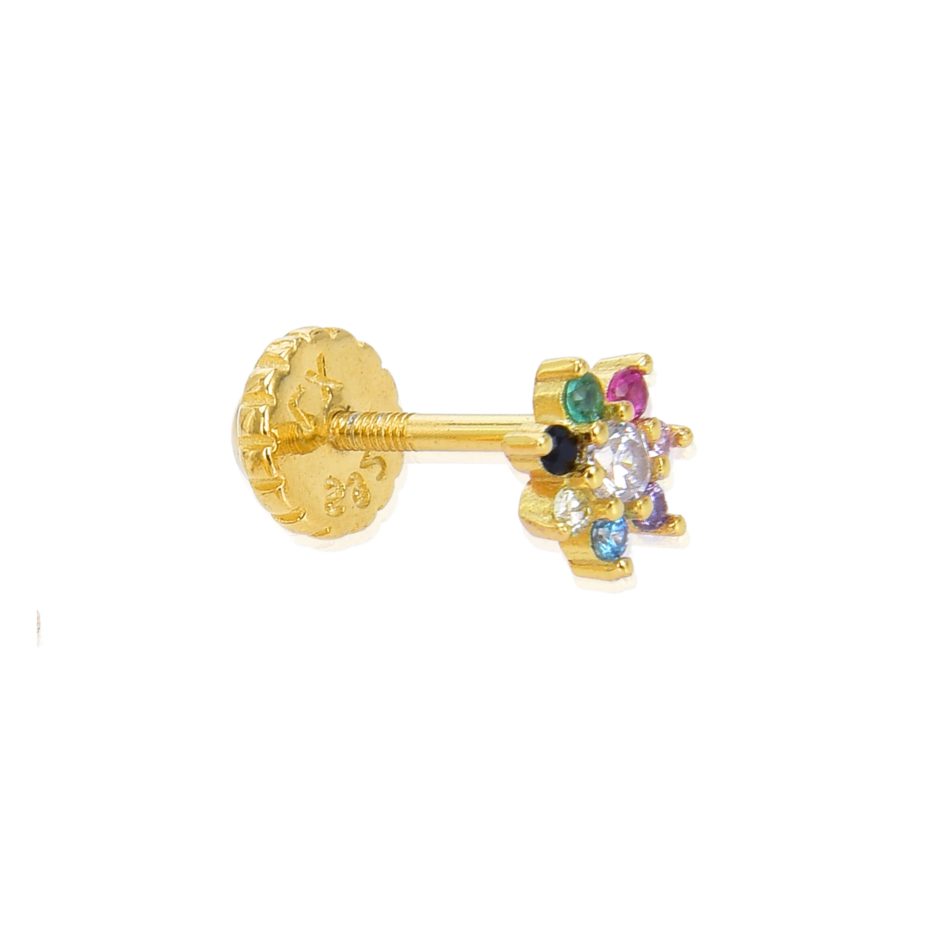 Piercing de Plata de Ley 925 con Circonita Multicolor acabado en oro amarillo 18K - Fanti