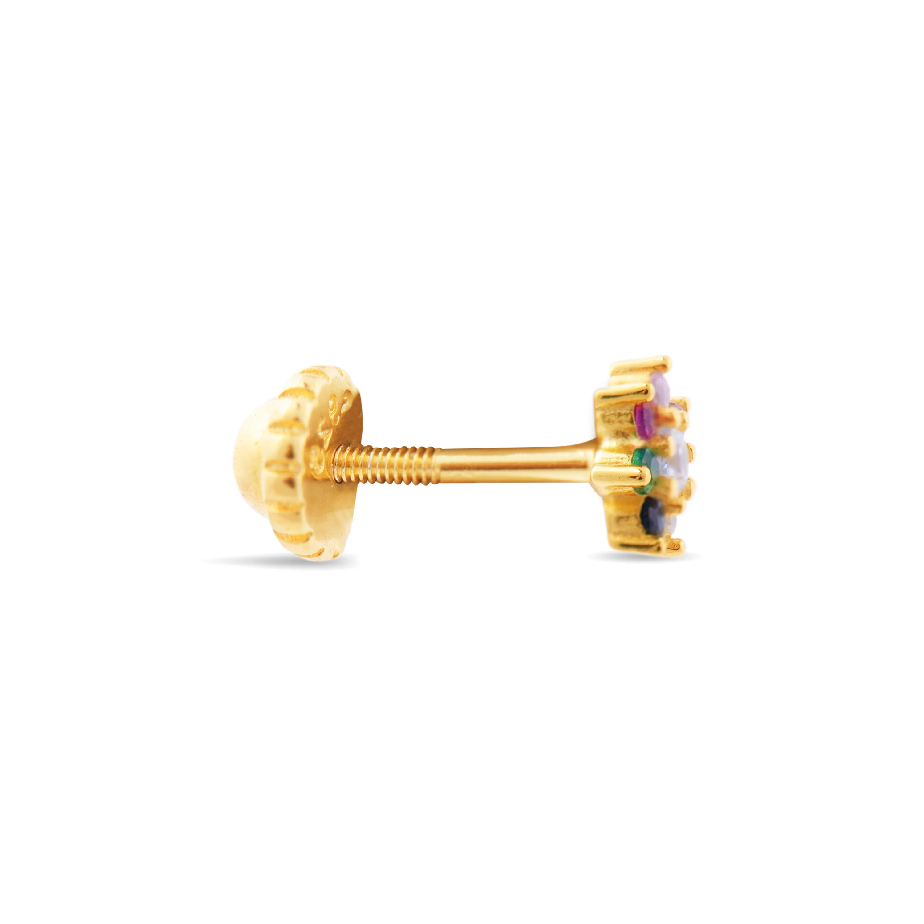 Piercing de Plata de Ley 925 con Circonita Multicolor acabado en oro amarillo 18K - Fanti - Image 3