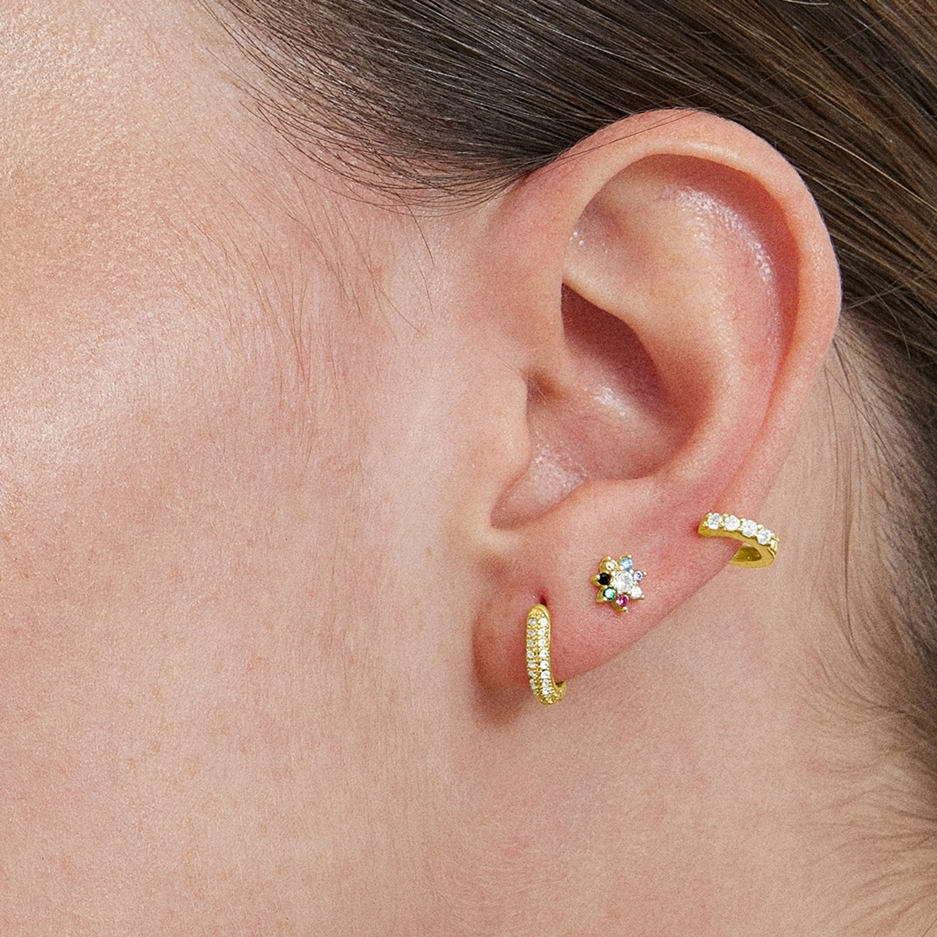 Piercing de Plata de Ley 925 con Circonita Multicolor acabado en oro amarillo 18K - Fanti - Image 4