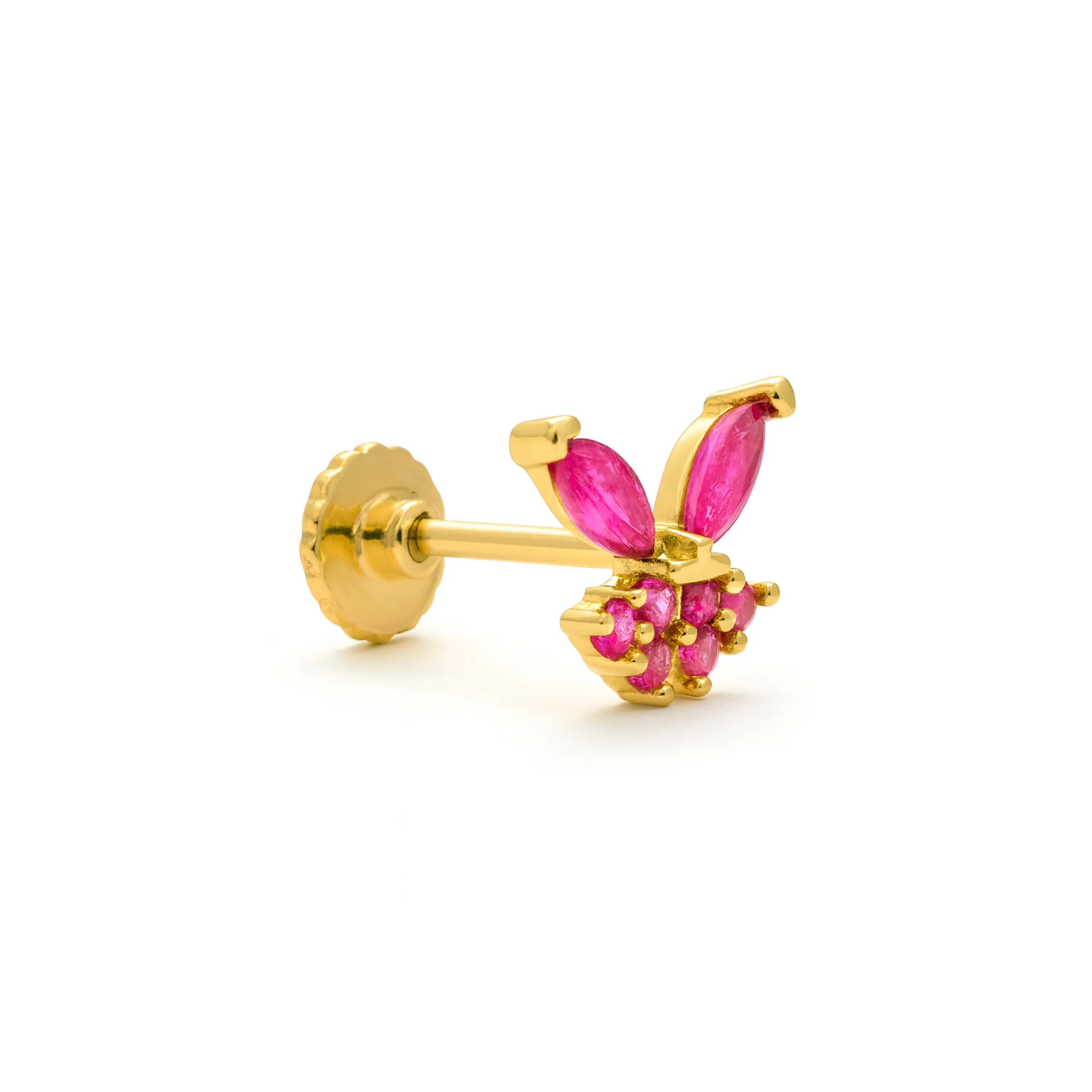 Piercing de Plata de Ley 925 y Circonita Rubí acabado en oro amarillo 18k - Helni - Image 3