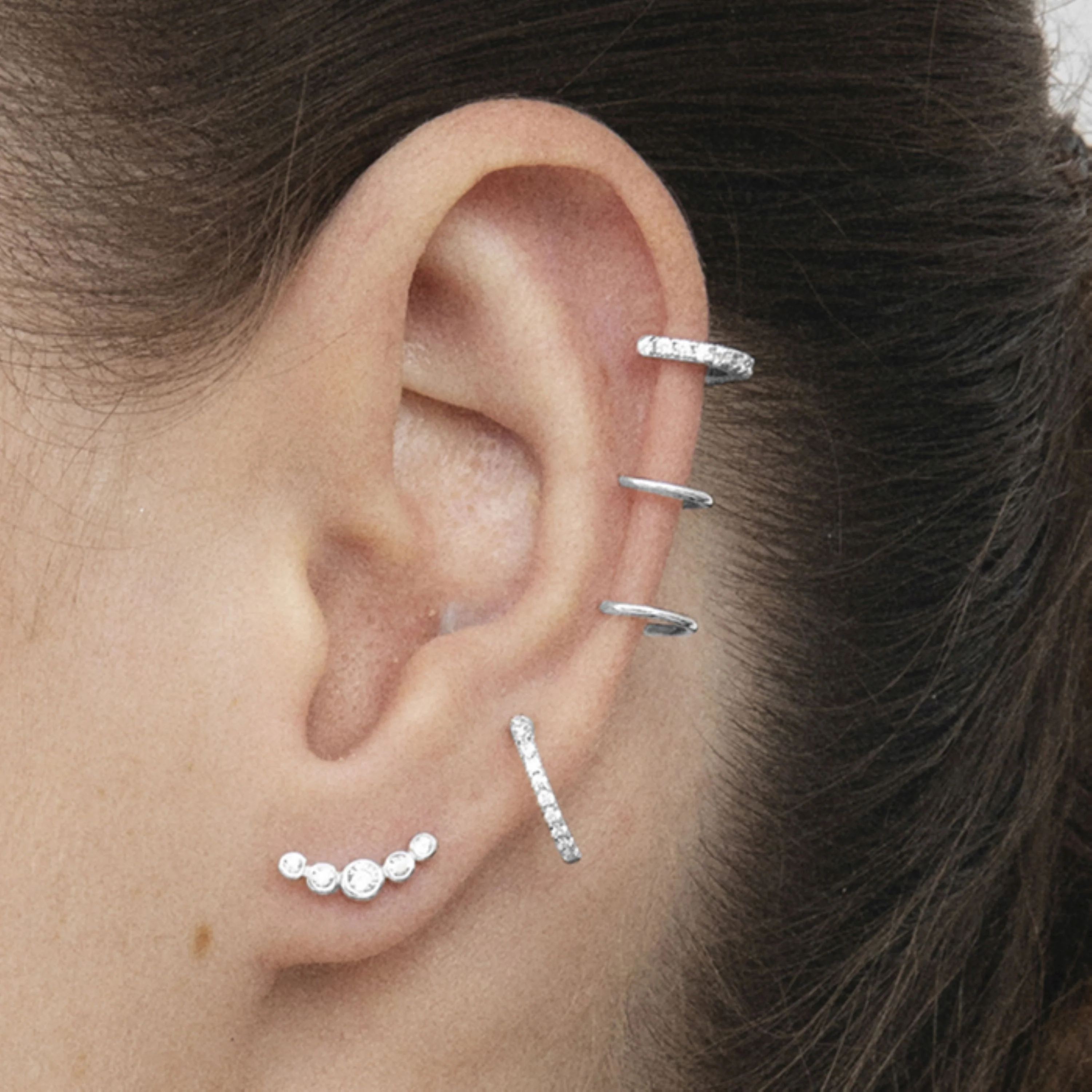 Piercing de Plata de Ley 925 con Circonita Brillante acabado en rodio - Iebi - Image 4