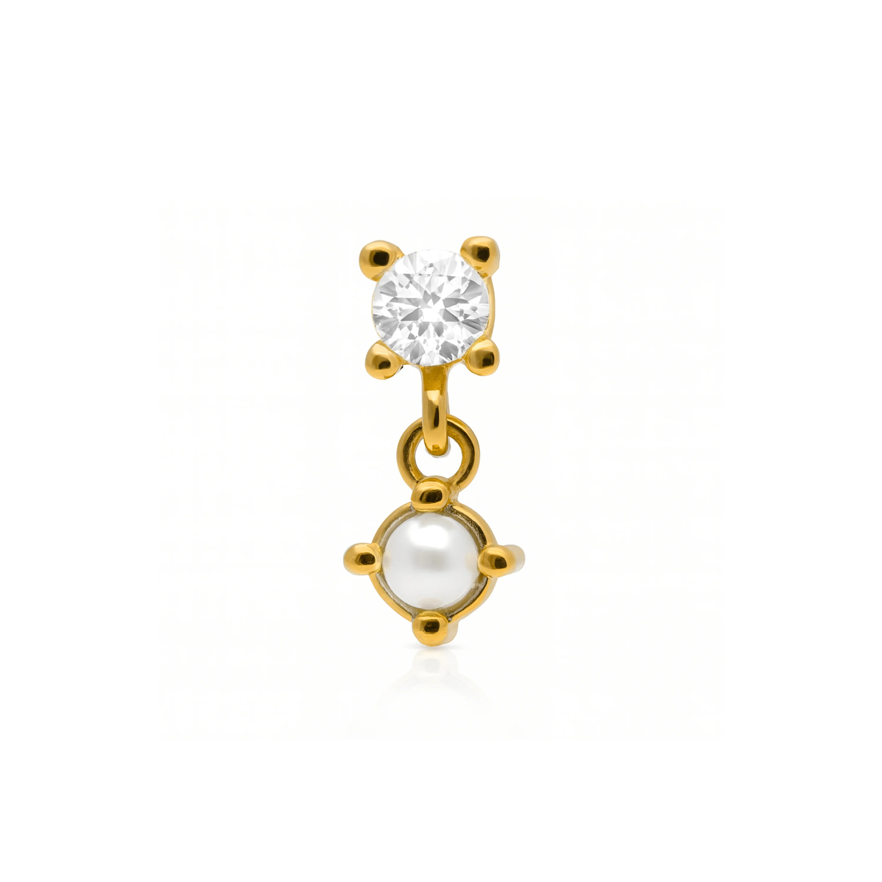 Piercing de Plata de Ley 925 y Perla Blanca acabado en oro amarillo 18k - Issoi