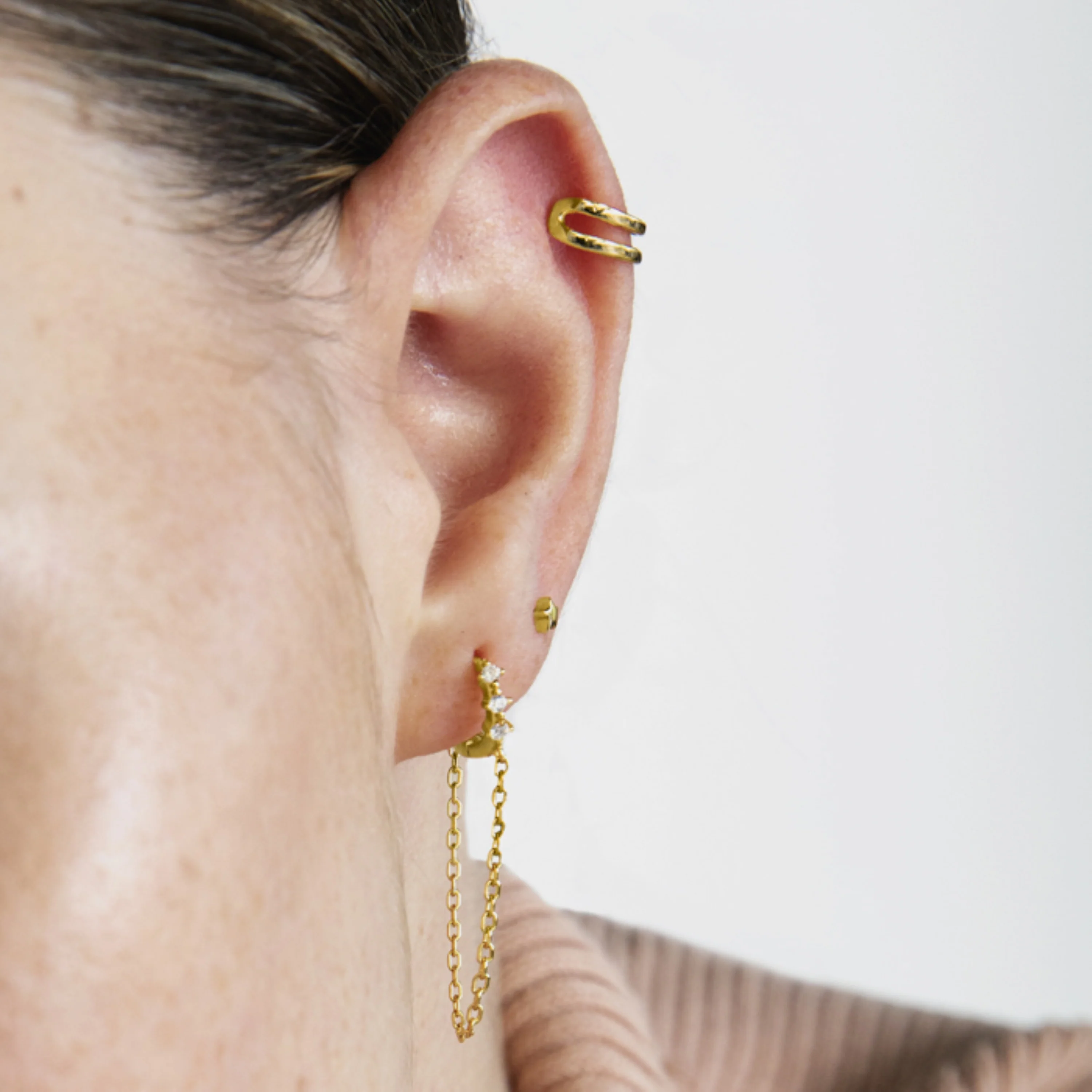 Piercing de Plata de Ley 925 acabado en oro amarillo 18K - Mapu - Image 4