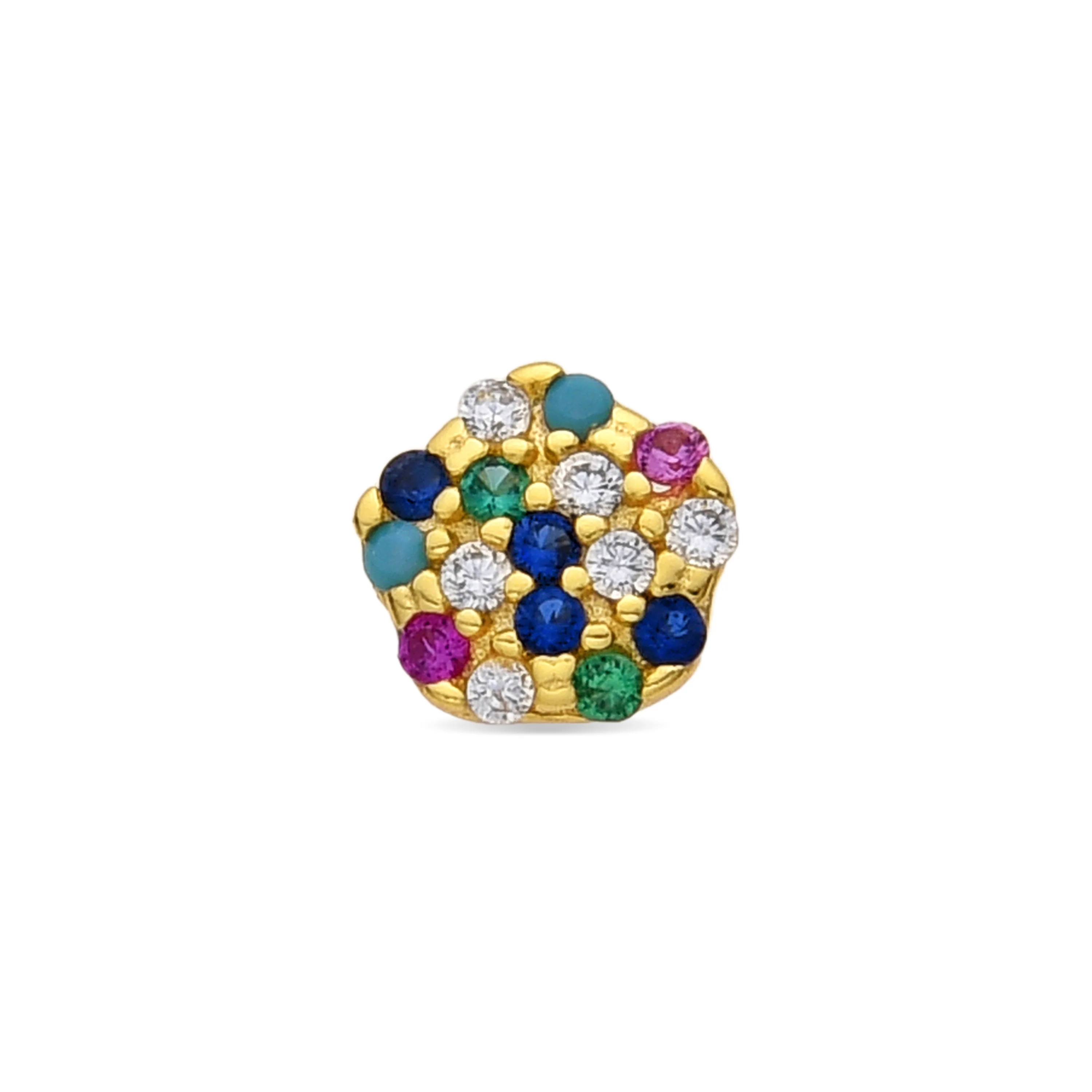 Piercing de Plata de Ley 925 y Circonita Multicolor acabado oro amarillo de 18k - Mina