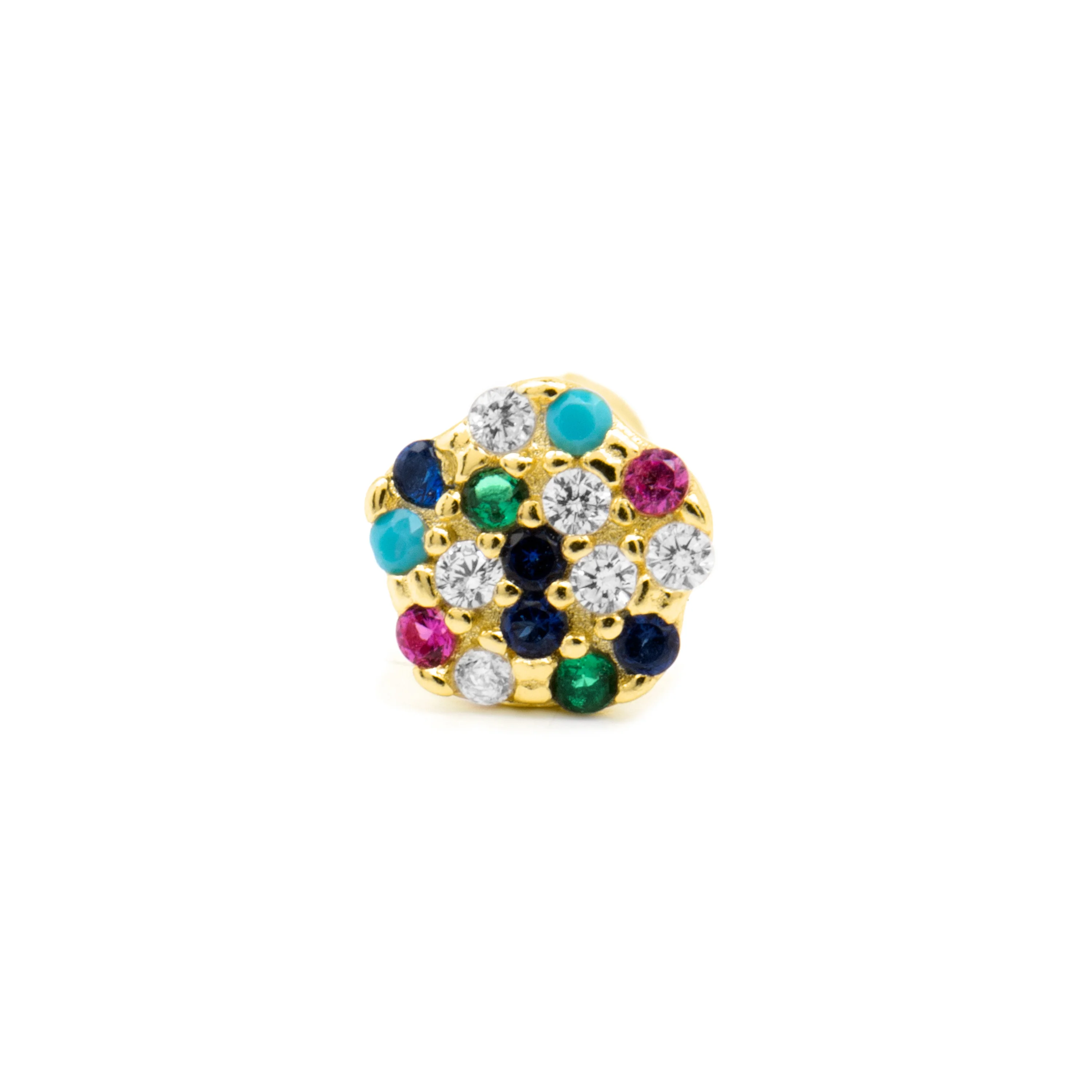 Piercing de Plata de Ley 925 y Circonita Multicolor acabado oro amarillo de 18k - Mina - Image 2