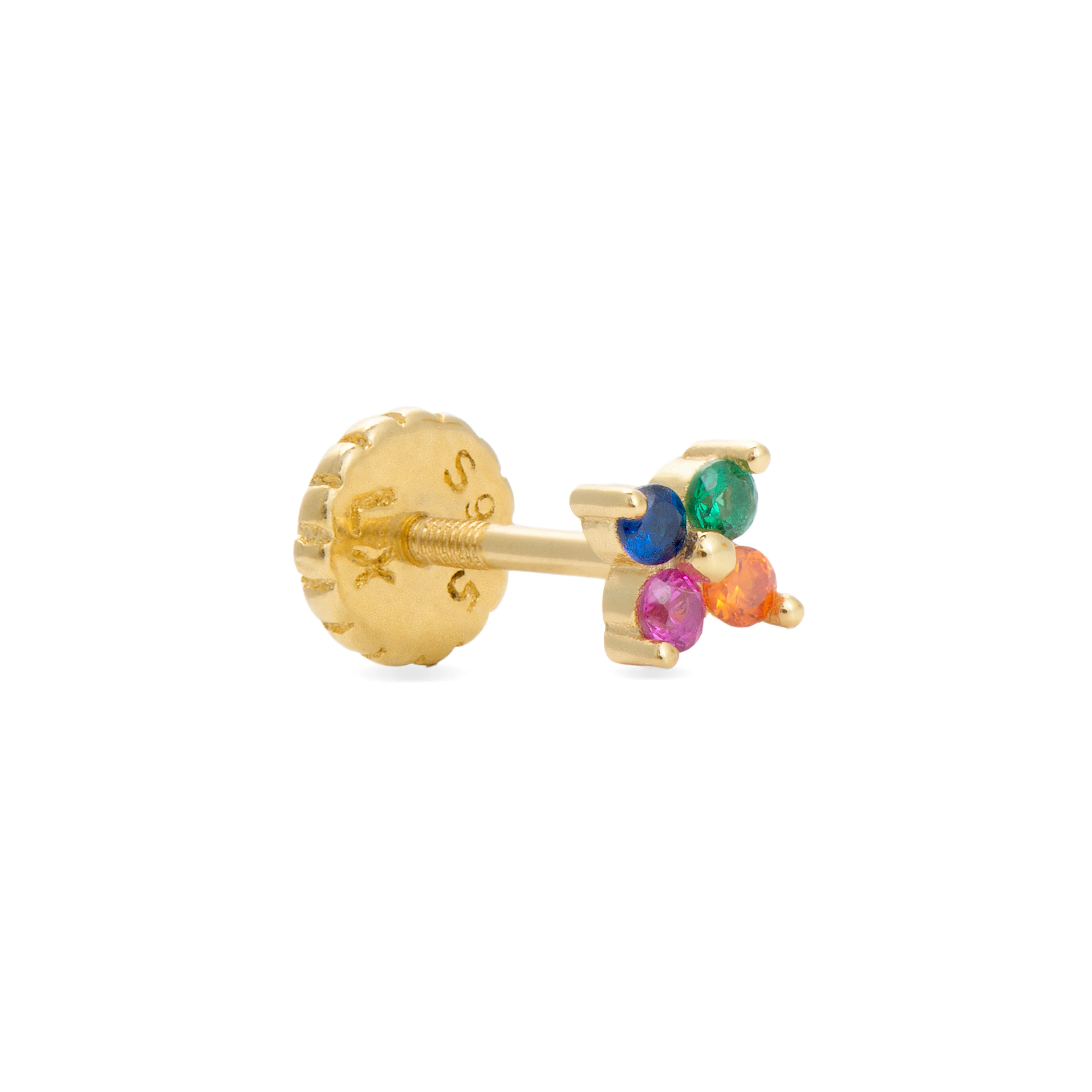 Piercing de Plata de Ley 925 con Circonita Multicolor acabado en oro amarillo 18K - Phanvi