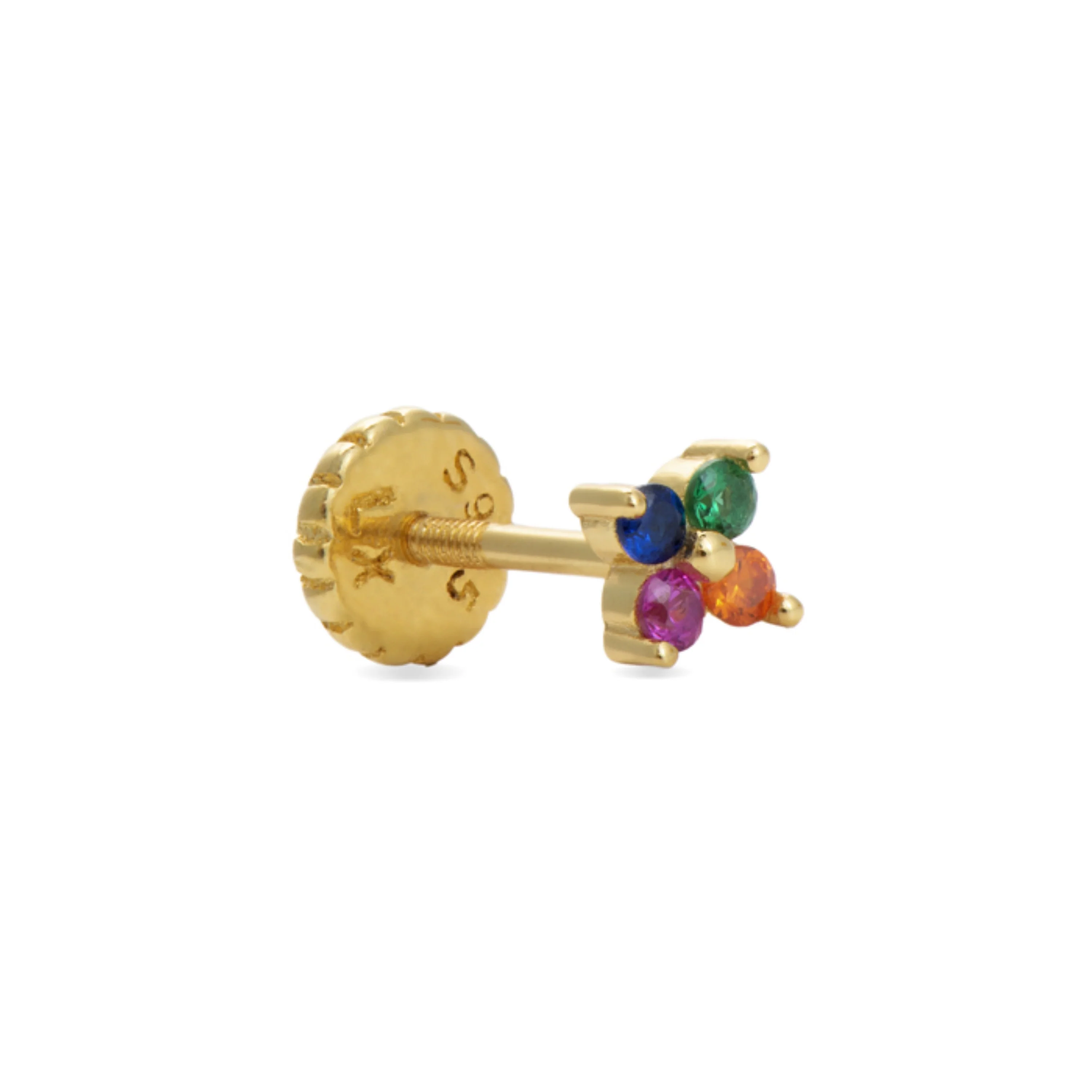 Piercing de Plata de Ley 925 con Circonita Multicolor acabado en oro amarillo 18K - Phanvi - Image 3