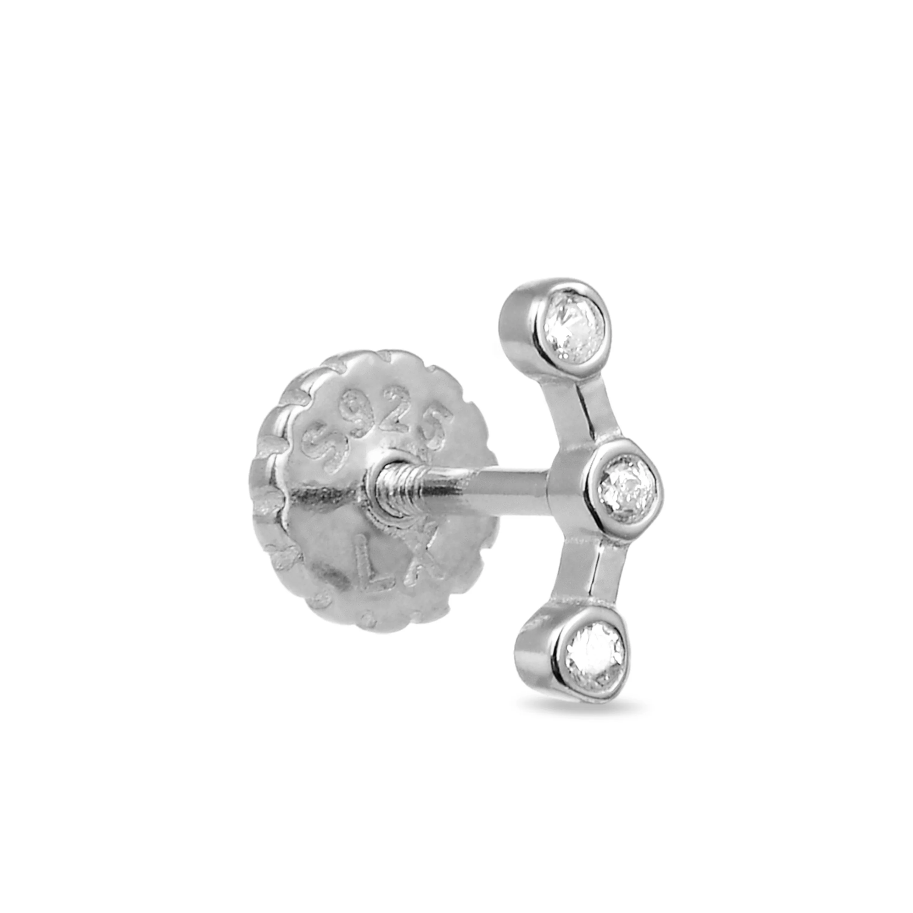 Piercing de Plata de Ley 925 con Circonita Brillante acabado en rodio - Qant - Image 3