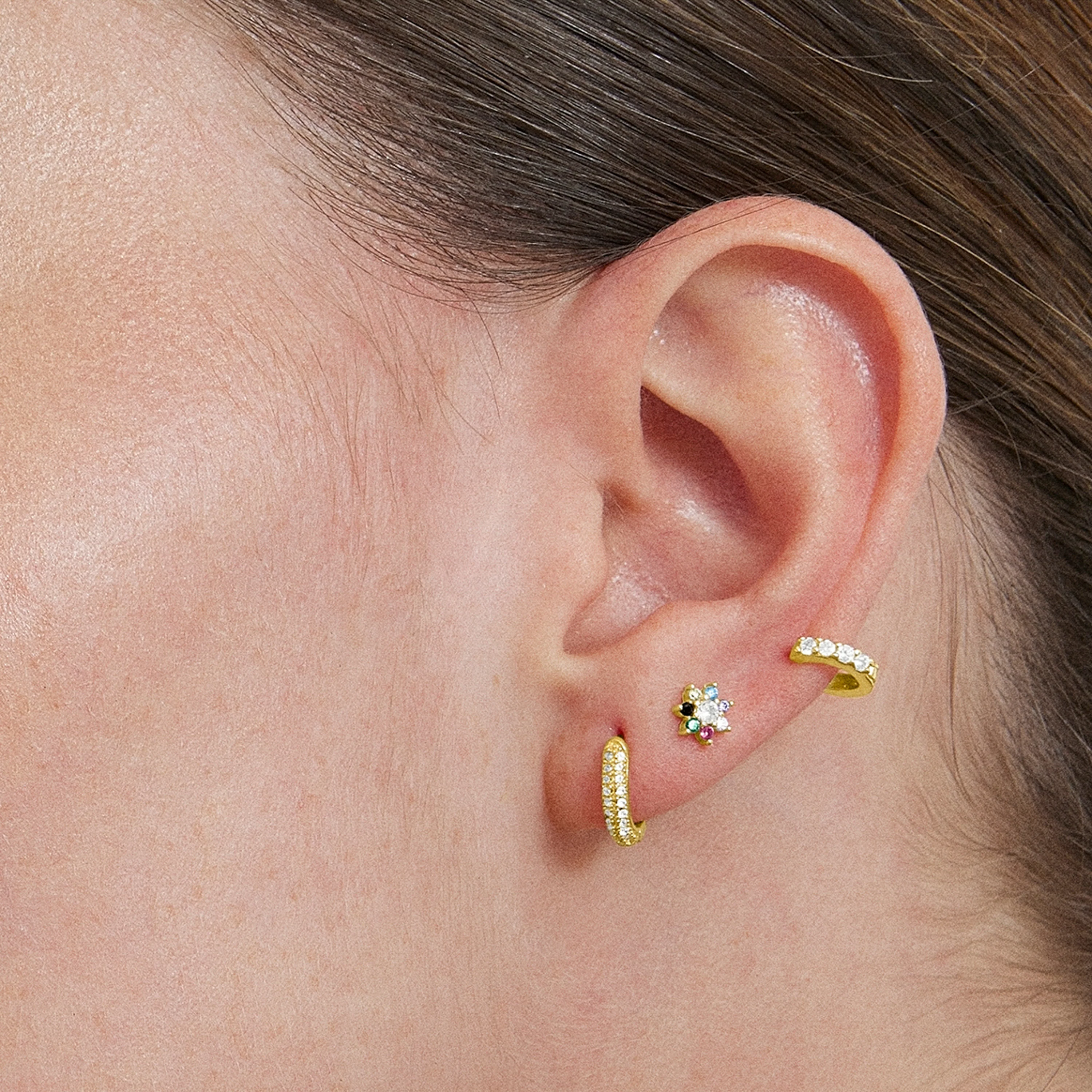 Piercing de Plata de Ley 925 con Circonita Brillante acabado en oro amarillo 18K - Rahlau - Image 3