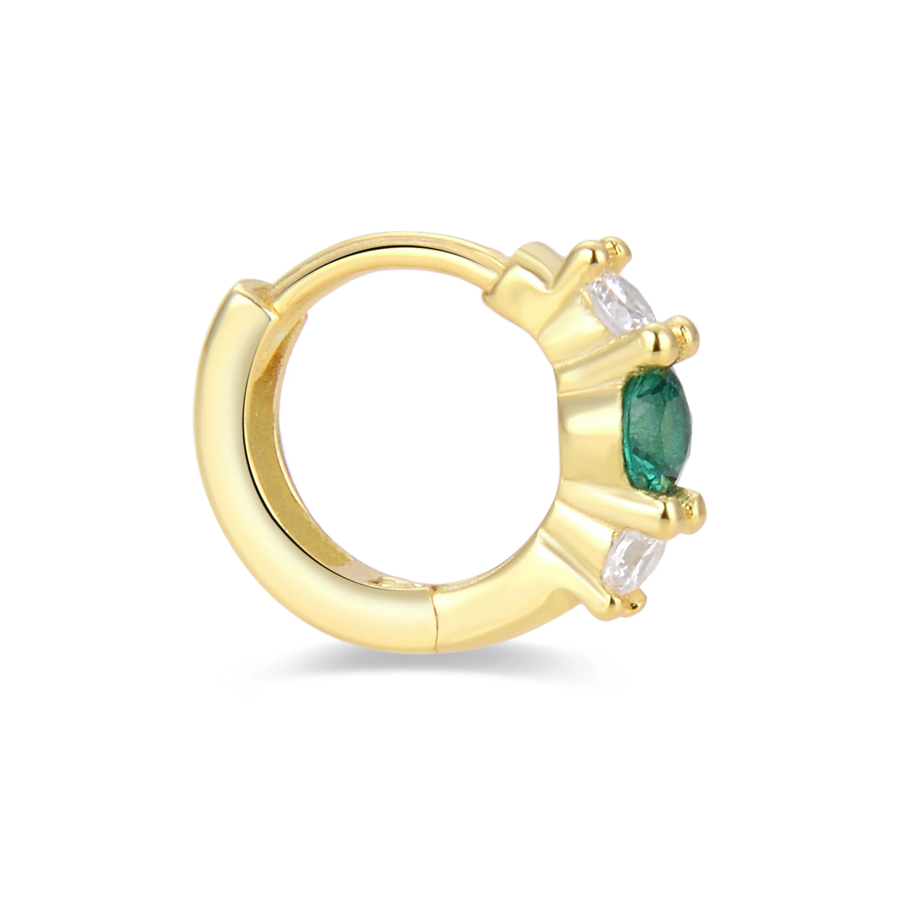 Piercing de Plata de Ley 925 con Circonita Esmeralda acabado en oro amarillo 18K - Silgren - Image 3