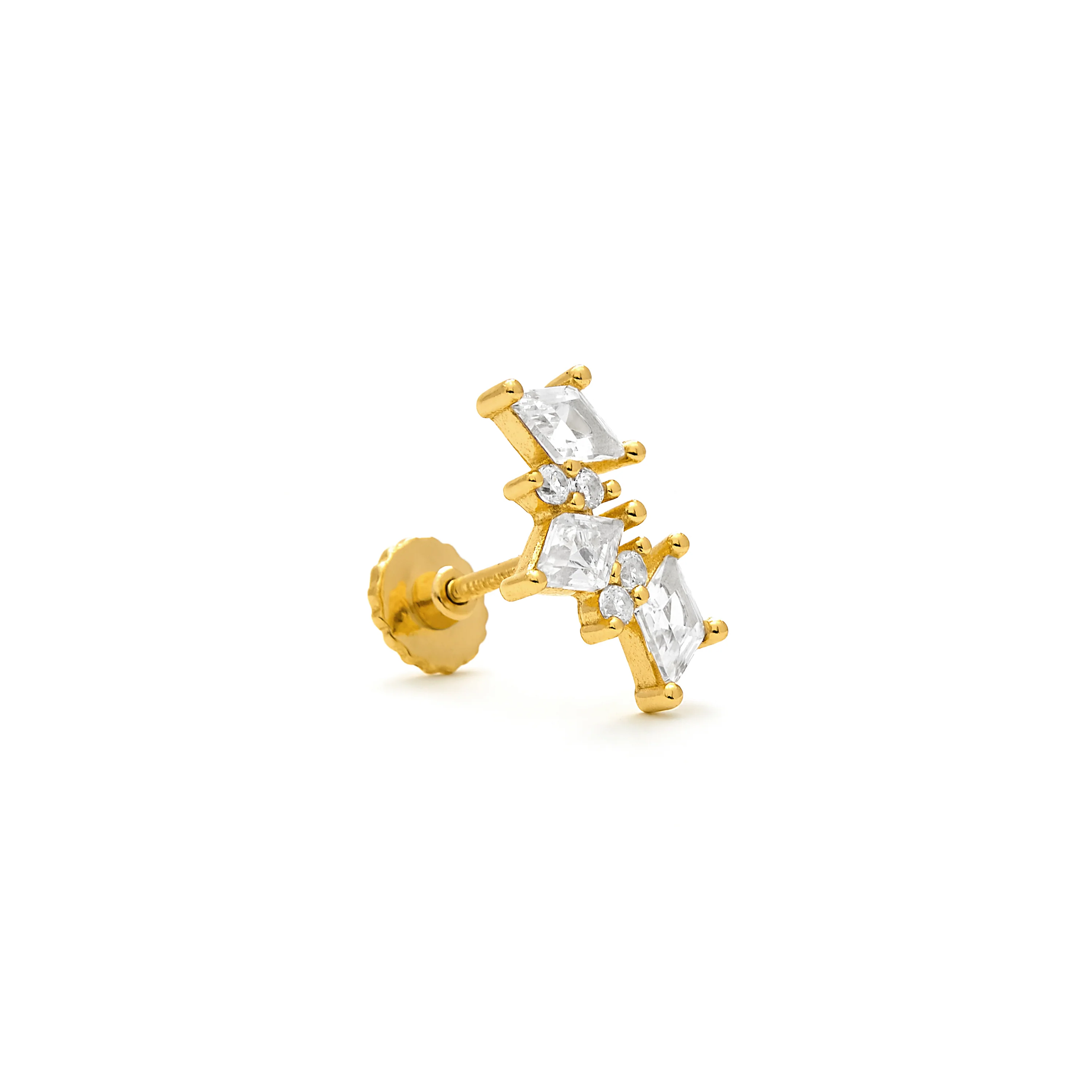 Piercing de Plata de Ley 925 y Circonita Brillante acabado en oro amarillo 18k - Soura - Image 3