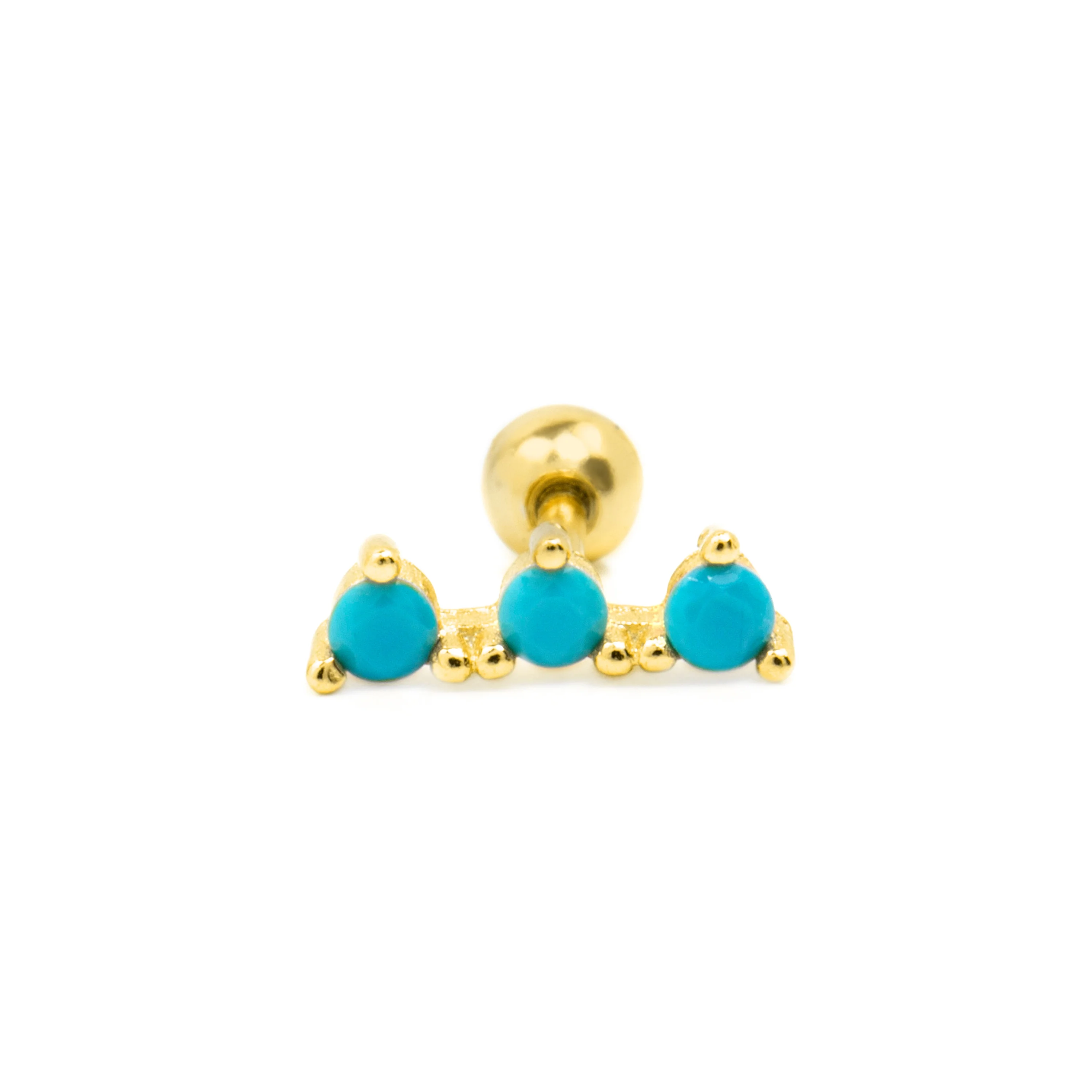 Piercing de Plata de Ley 925 y Turquesa acabado oro amarillo de 18k - Tepi - Image 2