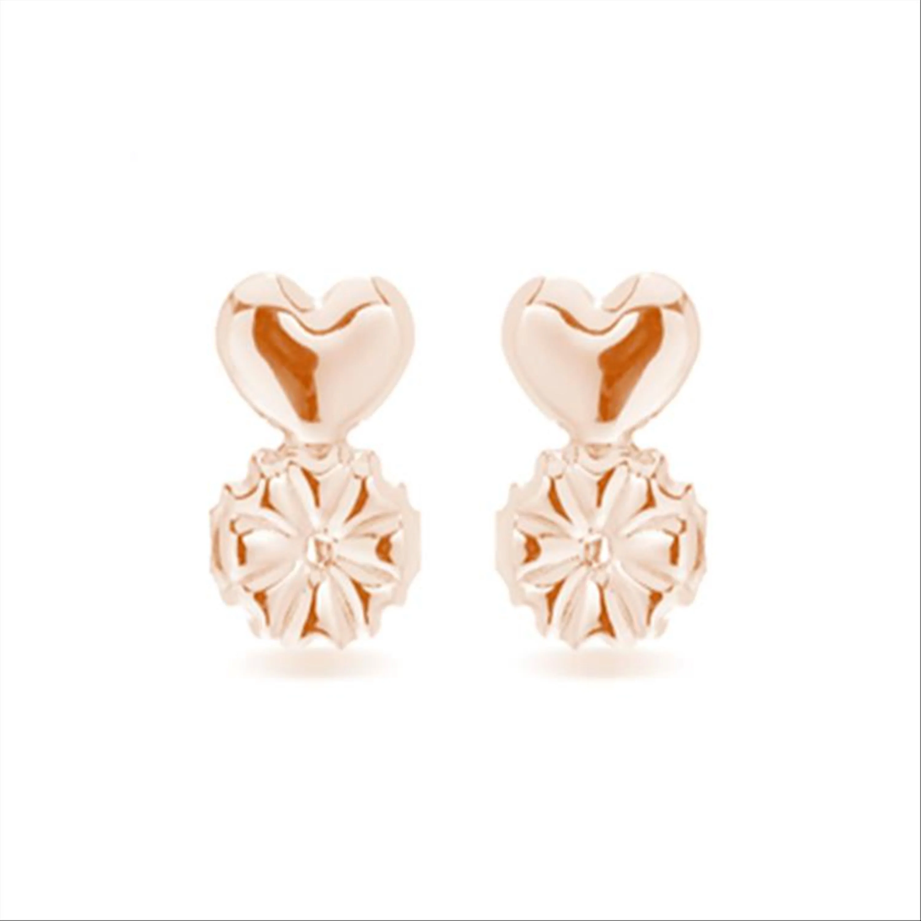 Presiones acabado en oro rosa de 18k - Corazón