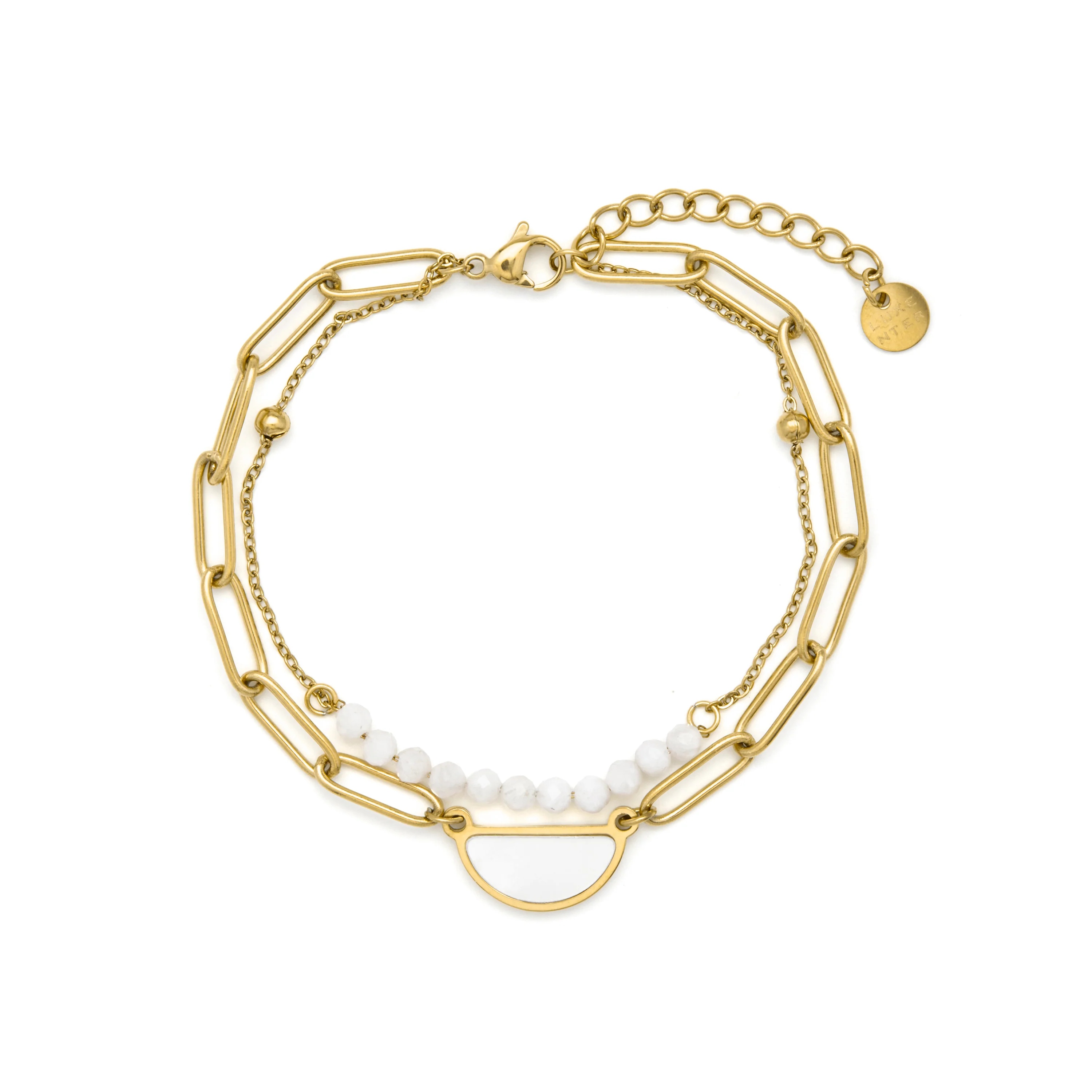 Pulsera de Perla Blanca acabado en oro amarillo 18k - Abbyo - Image 3