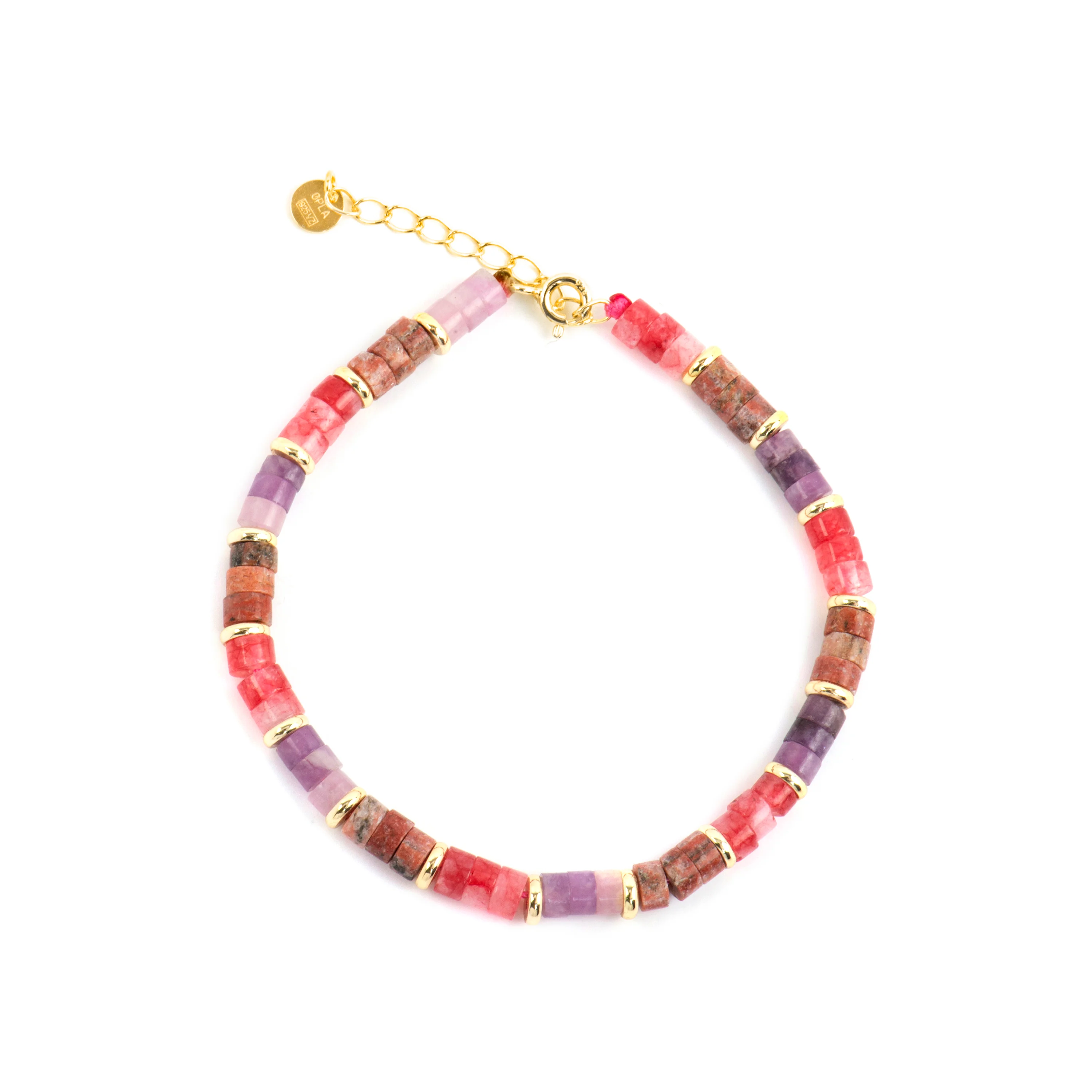 Pulsera de Plata de Ley 925 y Amatista Natural acabado oro amarillo de 18k - Abolg - Image 3