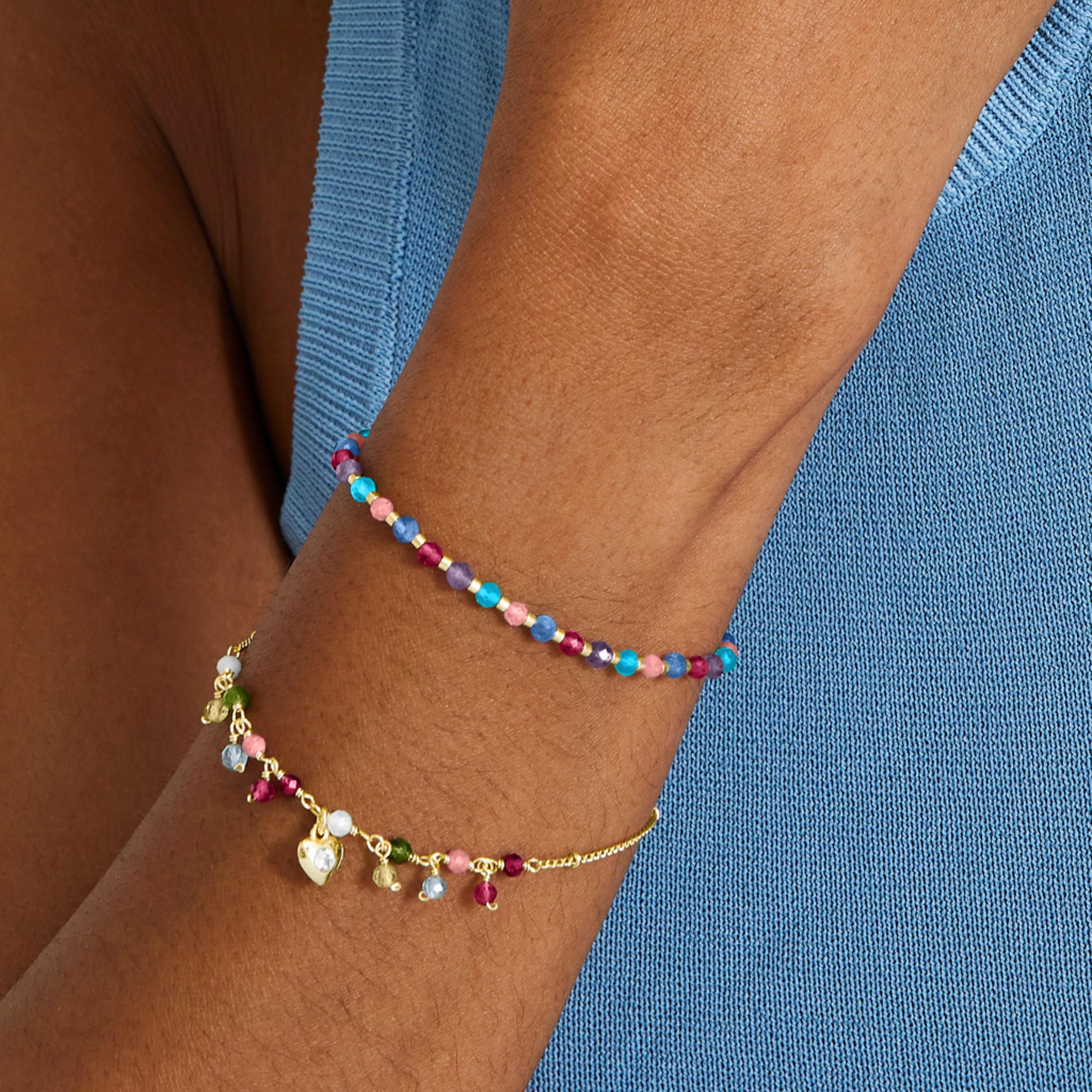 Pulsera de Cristal Multicolor acabada en oro amarillo 18K - Aiel - Image 4