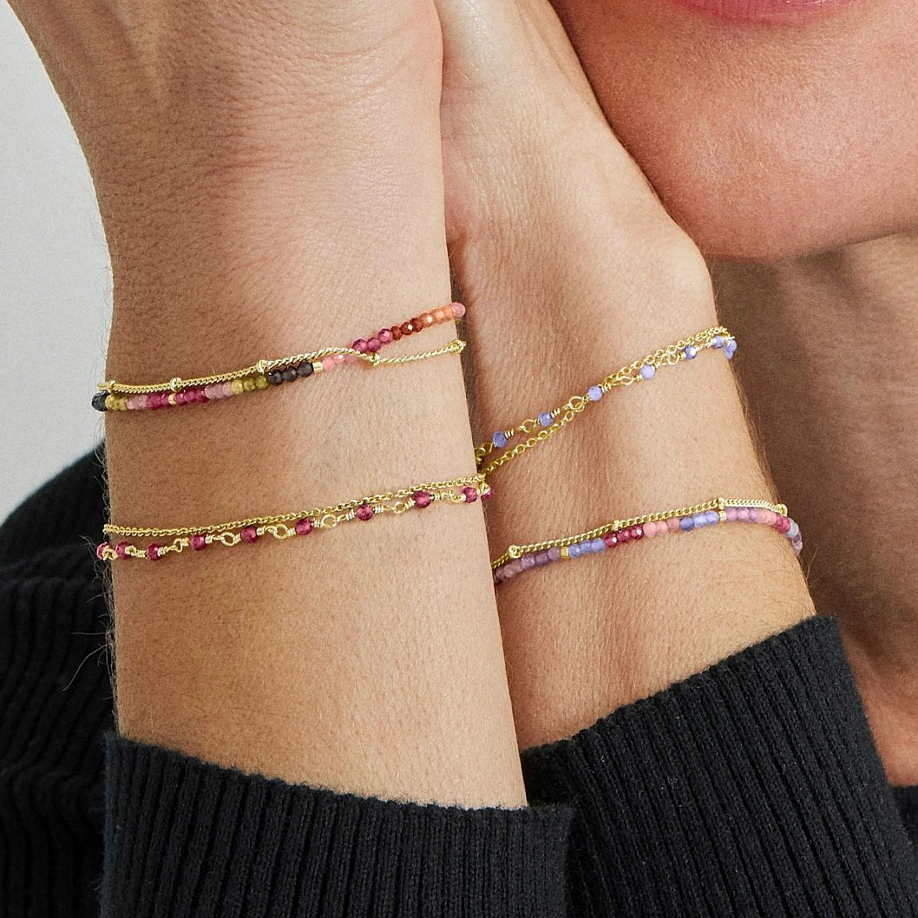 Pulsera de Turmalina Multicolor acabada en oro amarillo 18K - Aiel - Image 4