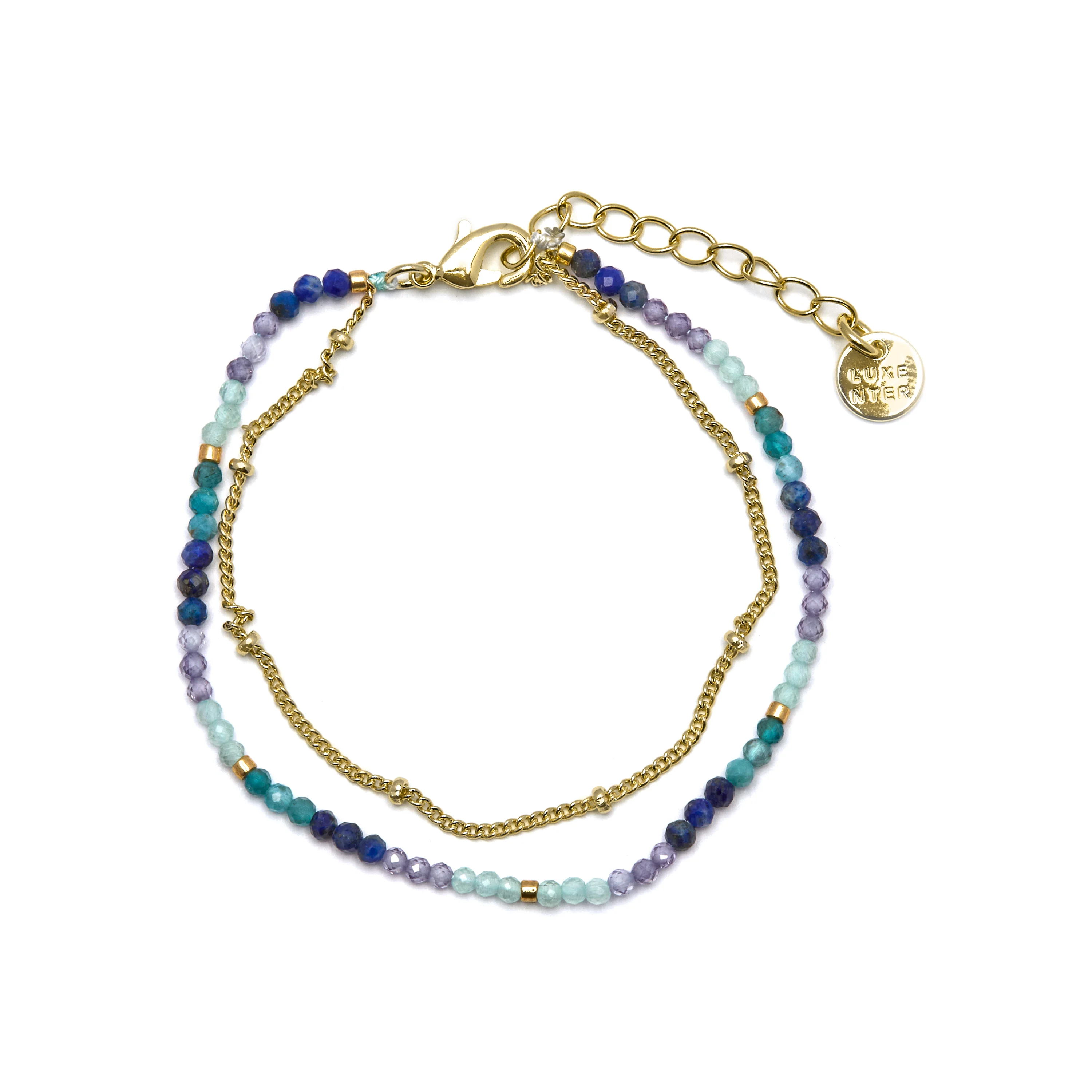 Pulsera de Cristal Azul Oscuro acabada en oro amarillo 18K - Aiel - Image 3