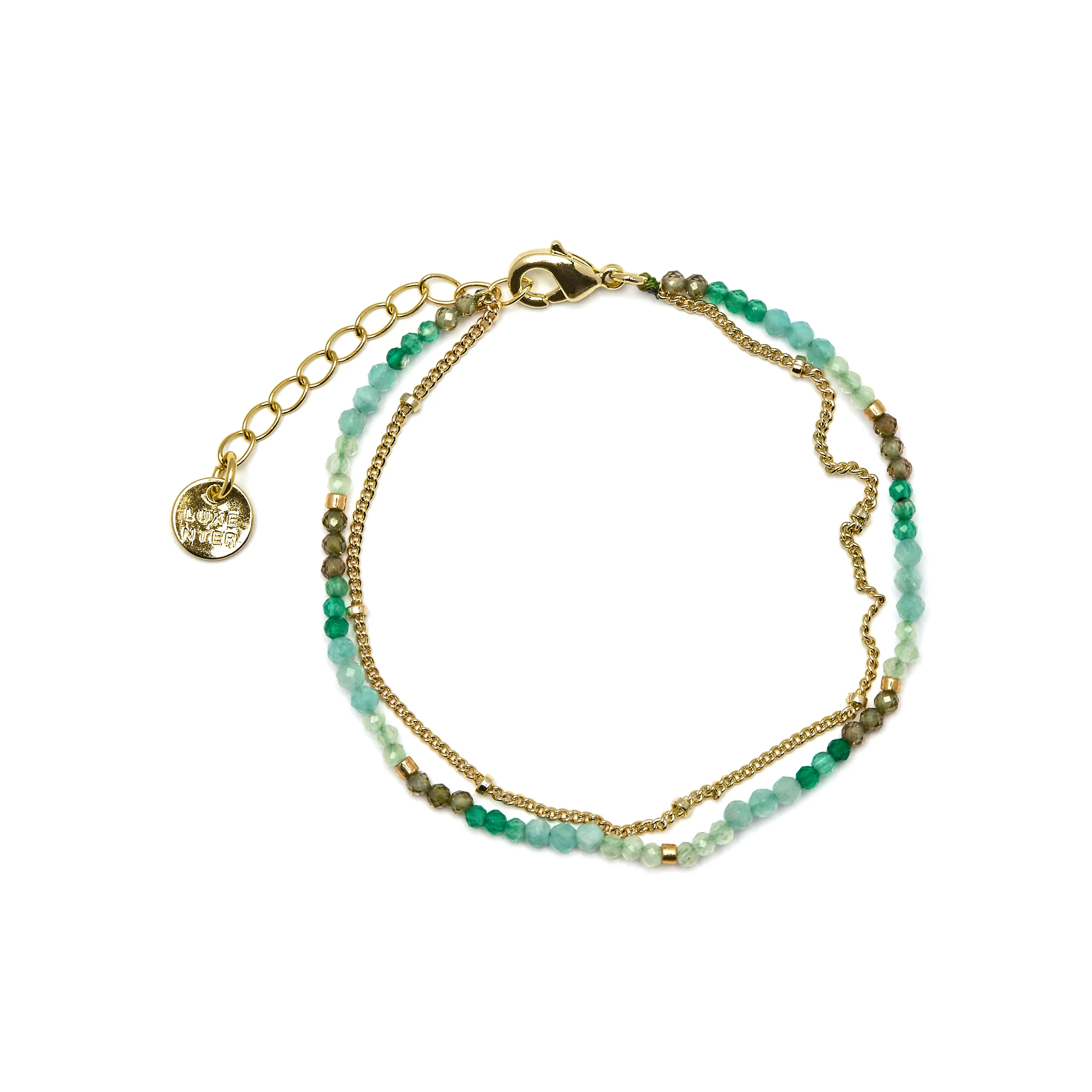 Pulsera de Cristal Verde acabada en oro amarillo 18K - Aiel - Image 3