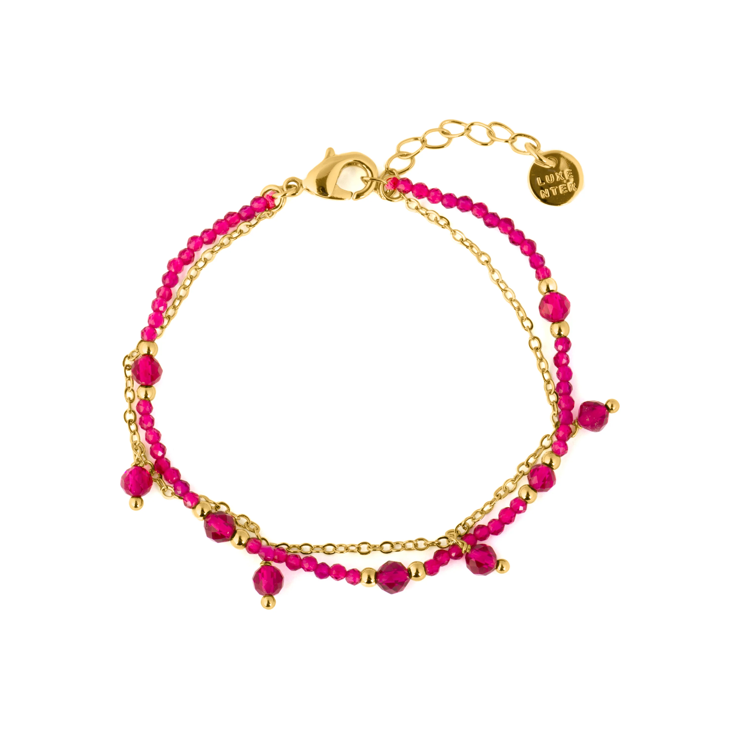 Pulsera de Cristal Rosa acabado en oro amarillo 18k - Aira - Image 3
