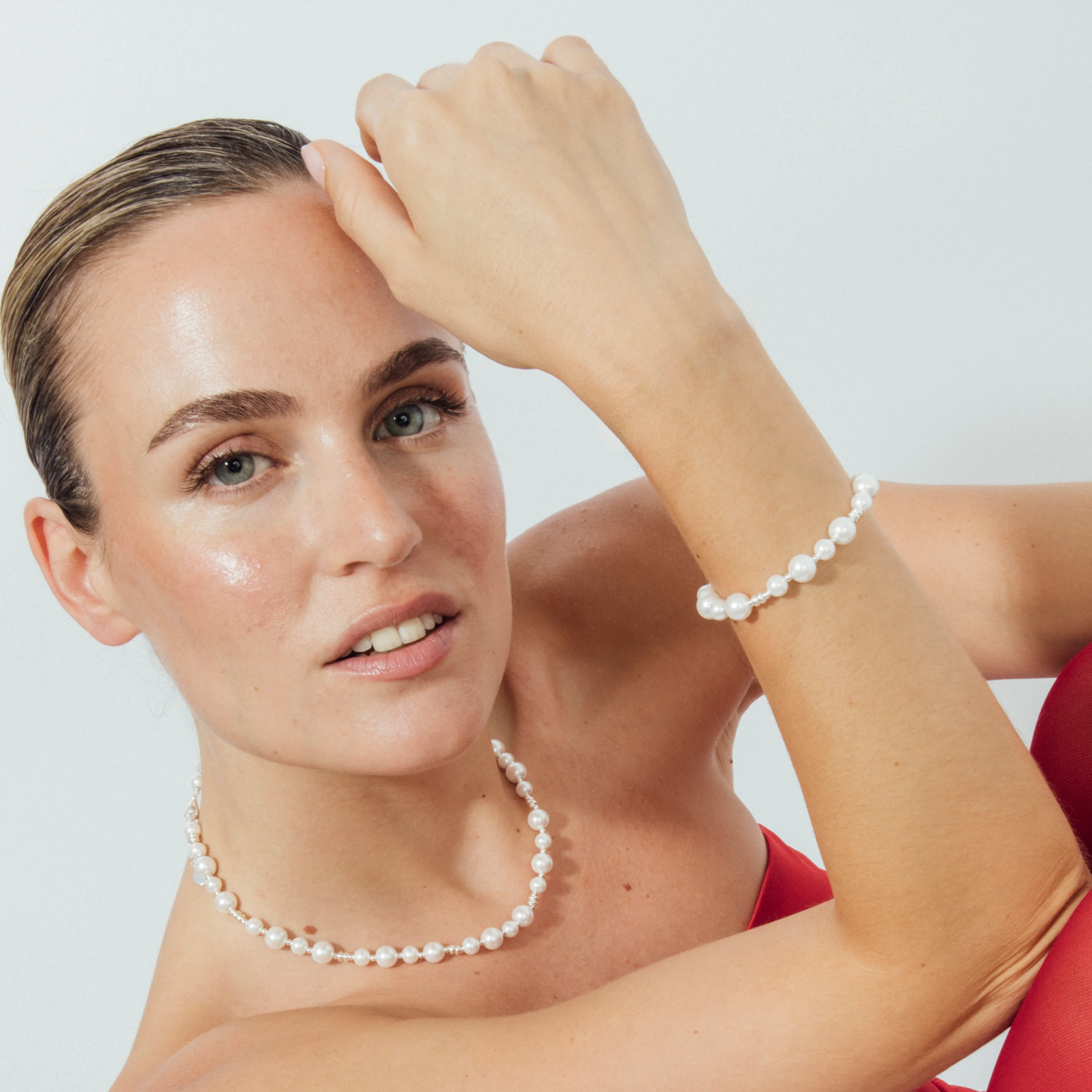 Pulsera de Perla Blanca acabado en rodio - Akio - Image 6