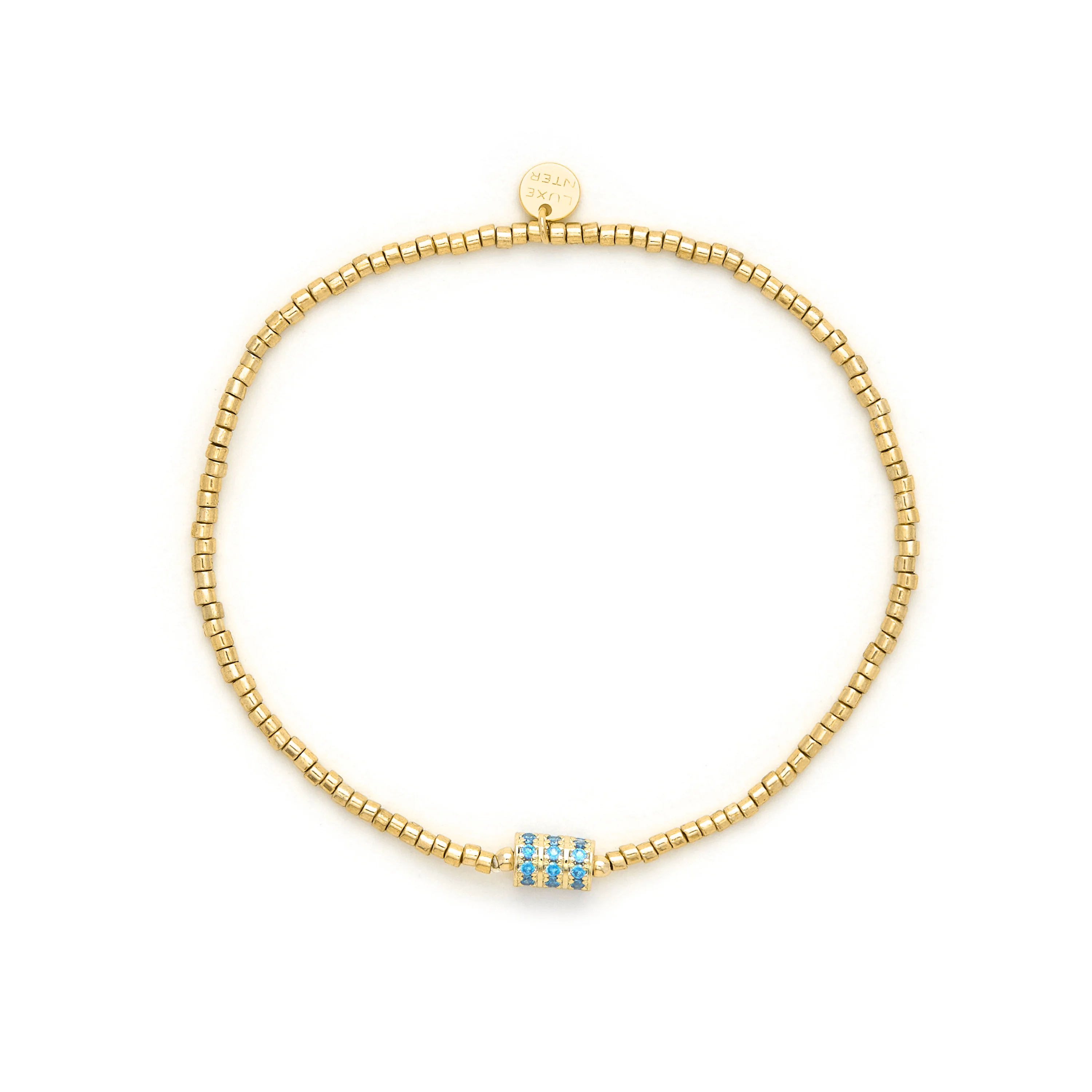 Pulsera de Plata de Ley 925 y Circonita Topacio Azul acabado en oro amarillo 18k - Alsion - Image 3