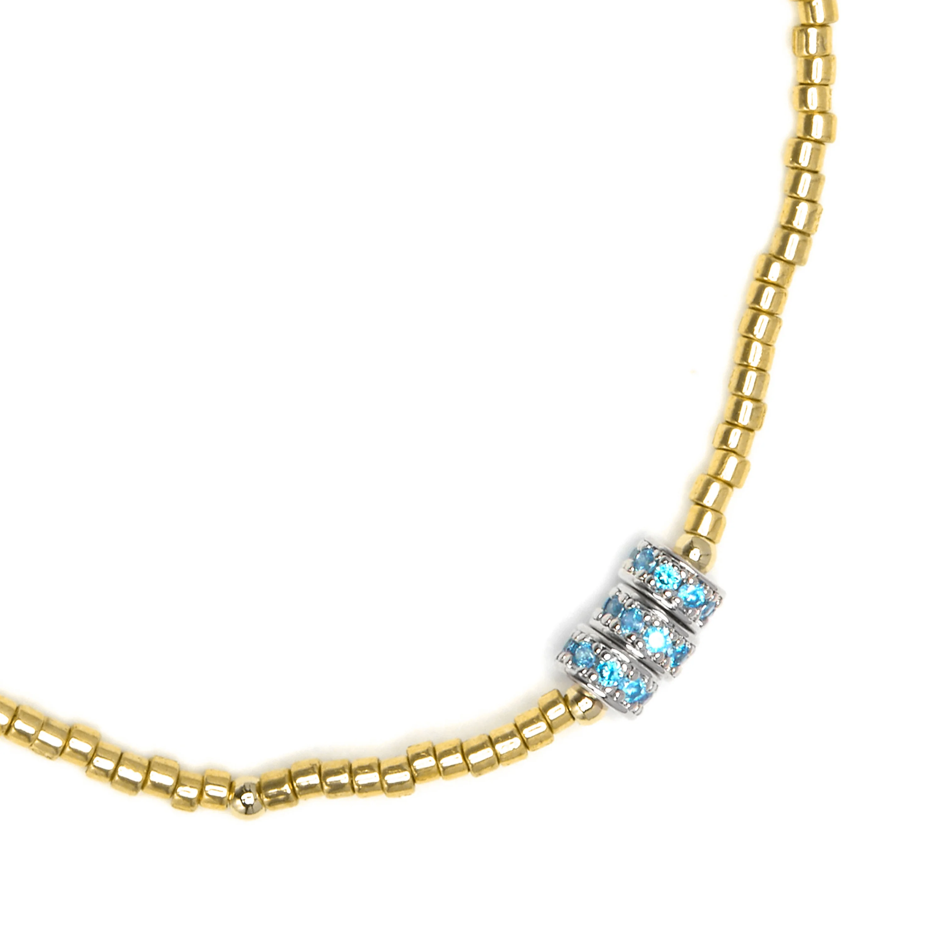 Pulsera de Plata de Ley 925 y Circonita Topacio Azul acabado en oro amarillo 18k - Alsion - Image 5