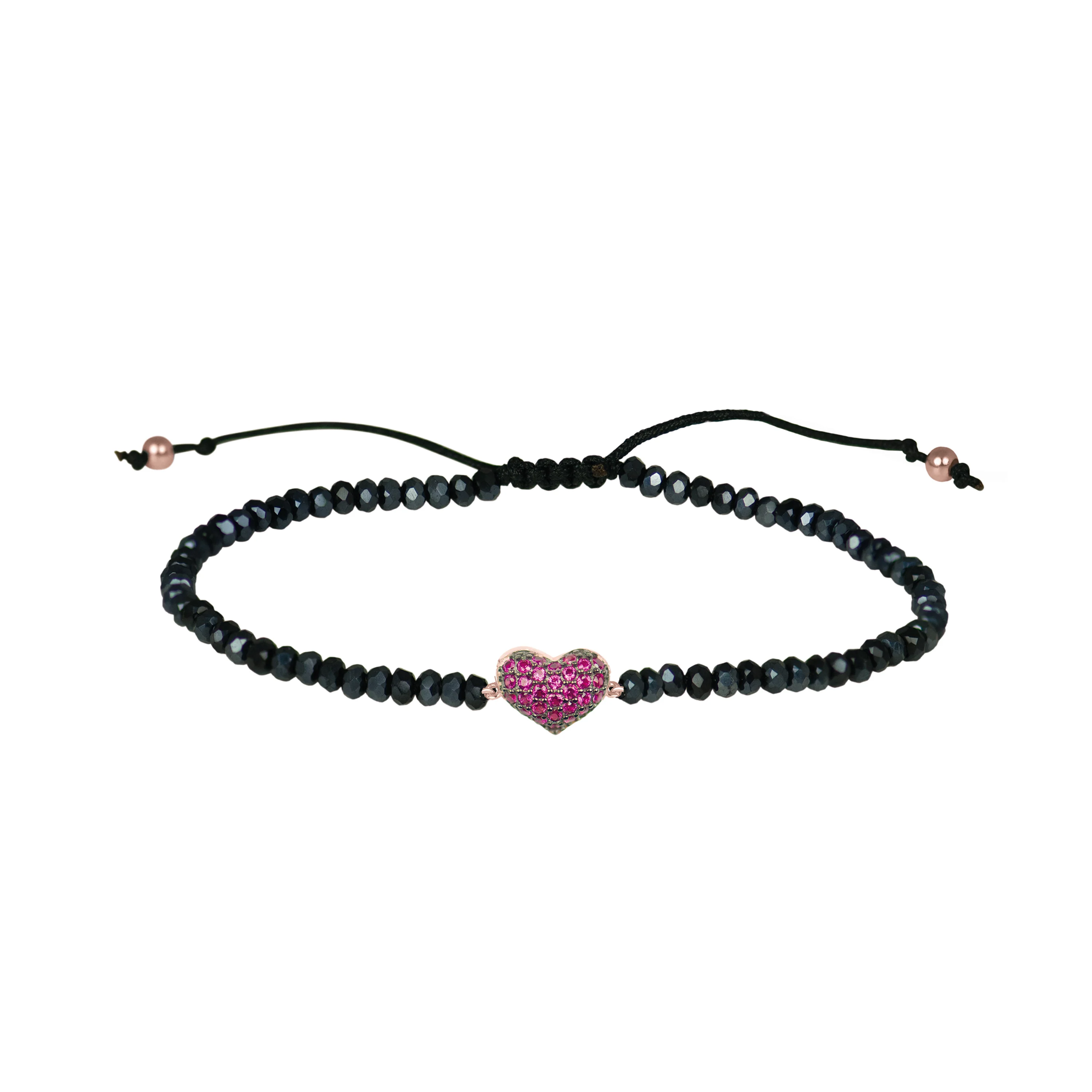 Pulsera de Plata de Ley 925 con Circonita Rubí acabada en oro rosa 18K - Amor